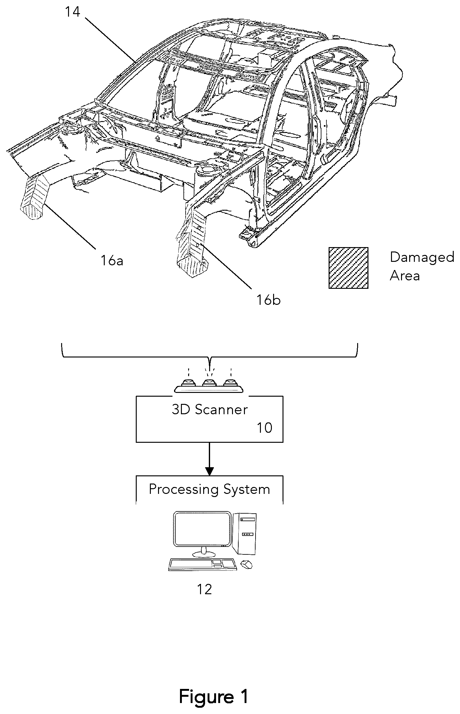 Patent US12437389 — Vehicle damage detection system and method — Figure 1