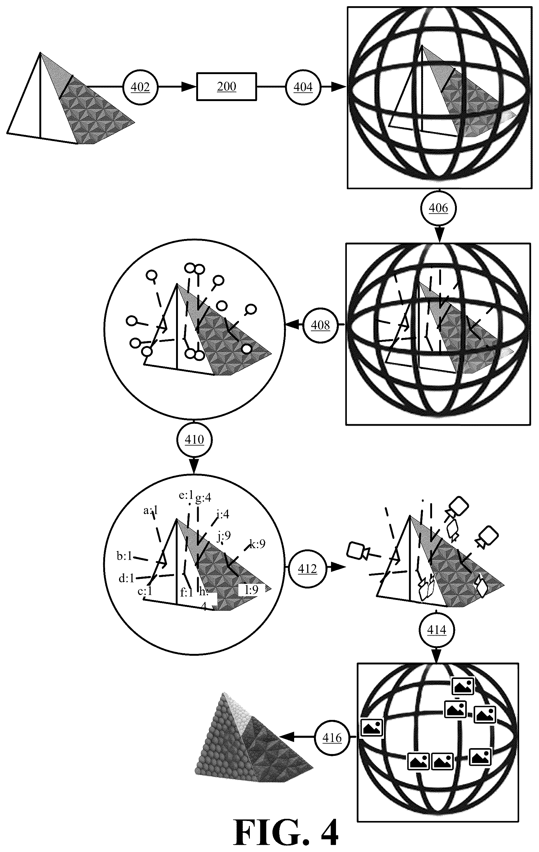 Patent US12437467 Figure 4 – Systems and methods for splatting based on a controlled sampling of a three-dimensional asset