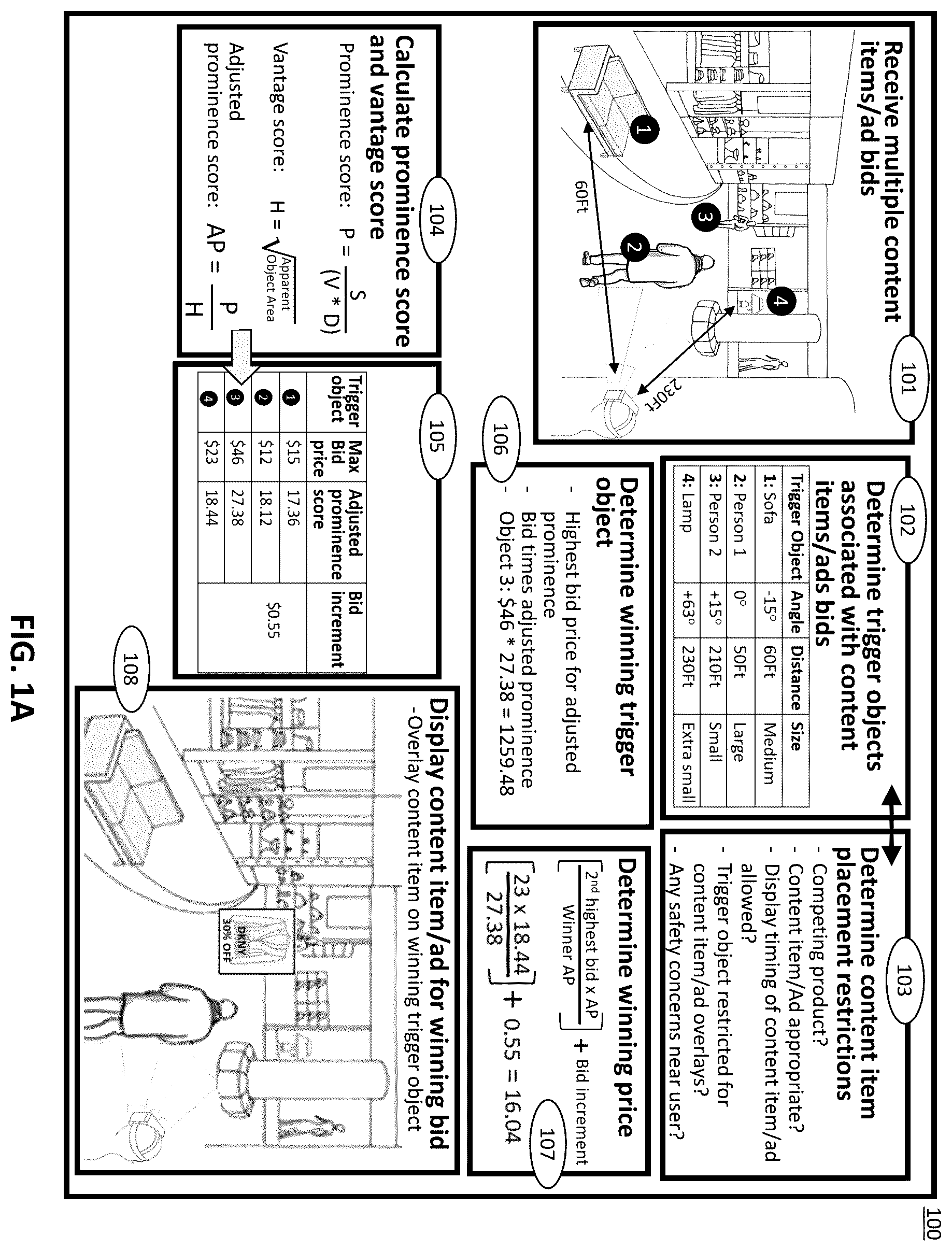 Patent US12437487 — Systems and methods for virtually displaying content items on real-world objects in an extended reality environment — Figure 1