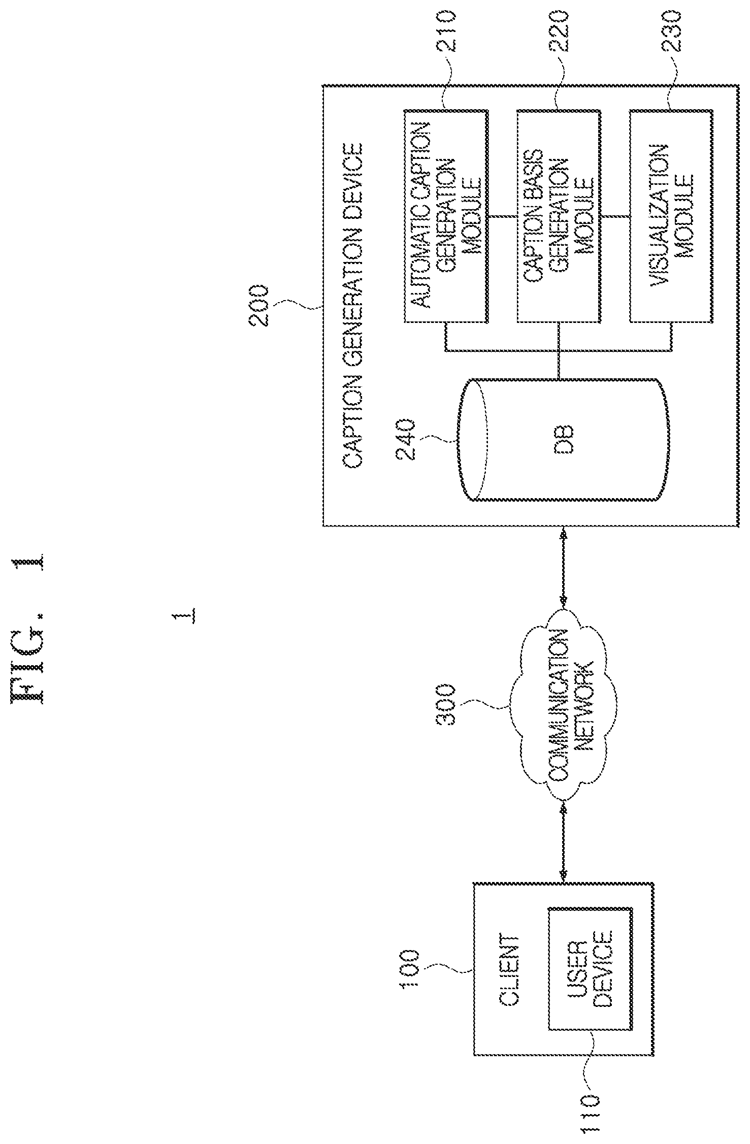 Patent US12437565 — Apparatus and method for automatically generating image caption by applying deep learning algorithm to an image — Figure 1