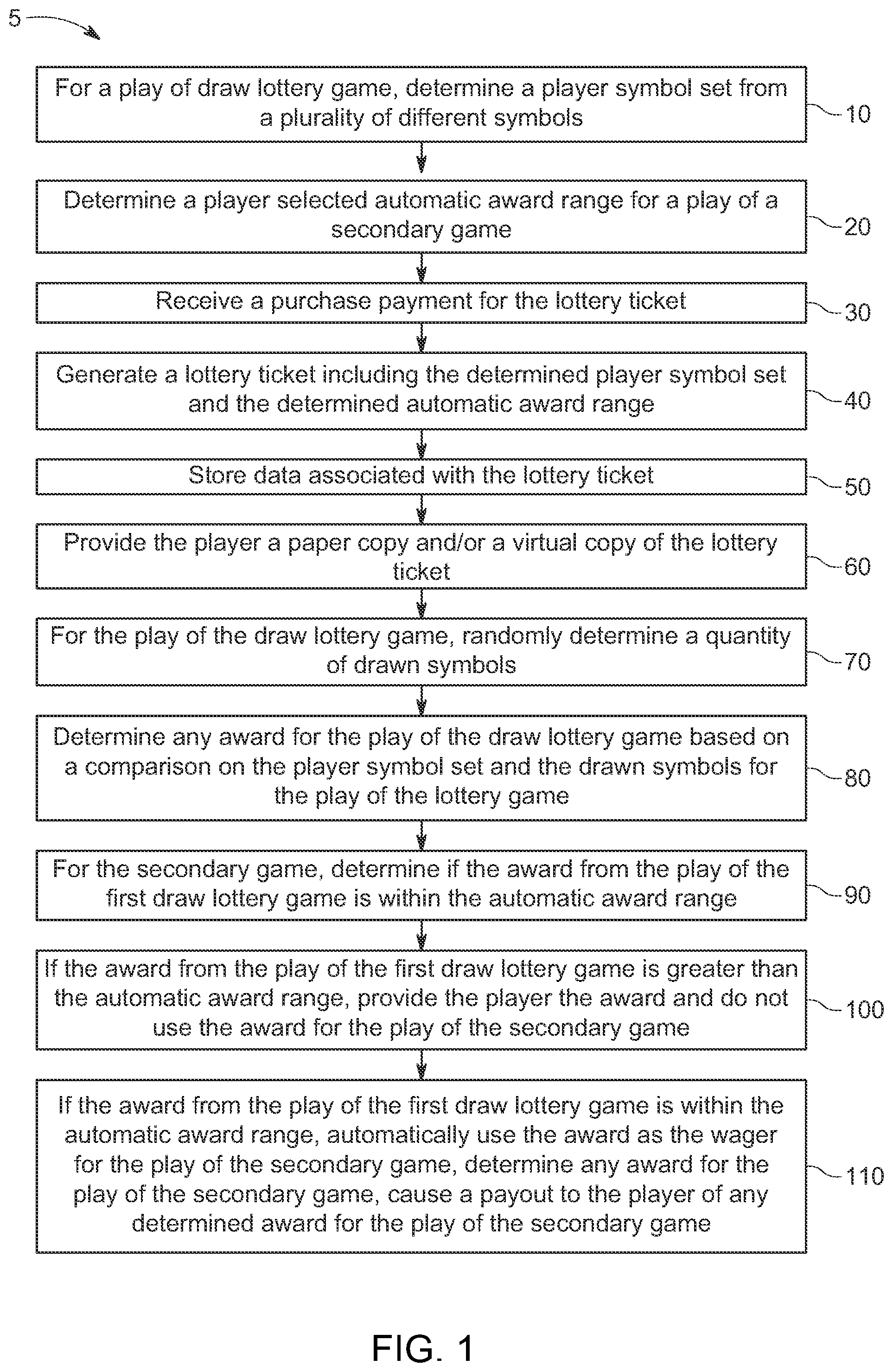 Patent US12437614 Figure 1 – Lottery gaming systems, methods of operating lottery gaming systems, and lottery tickets