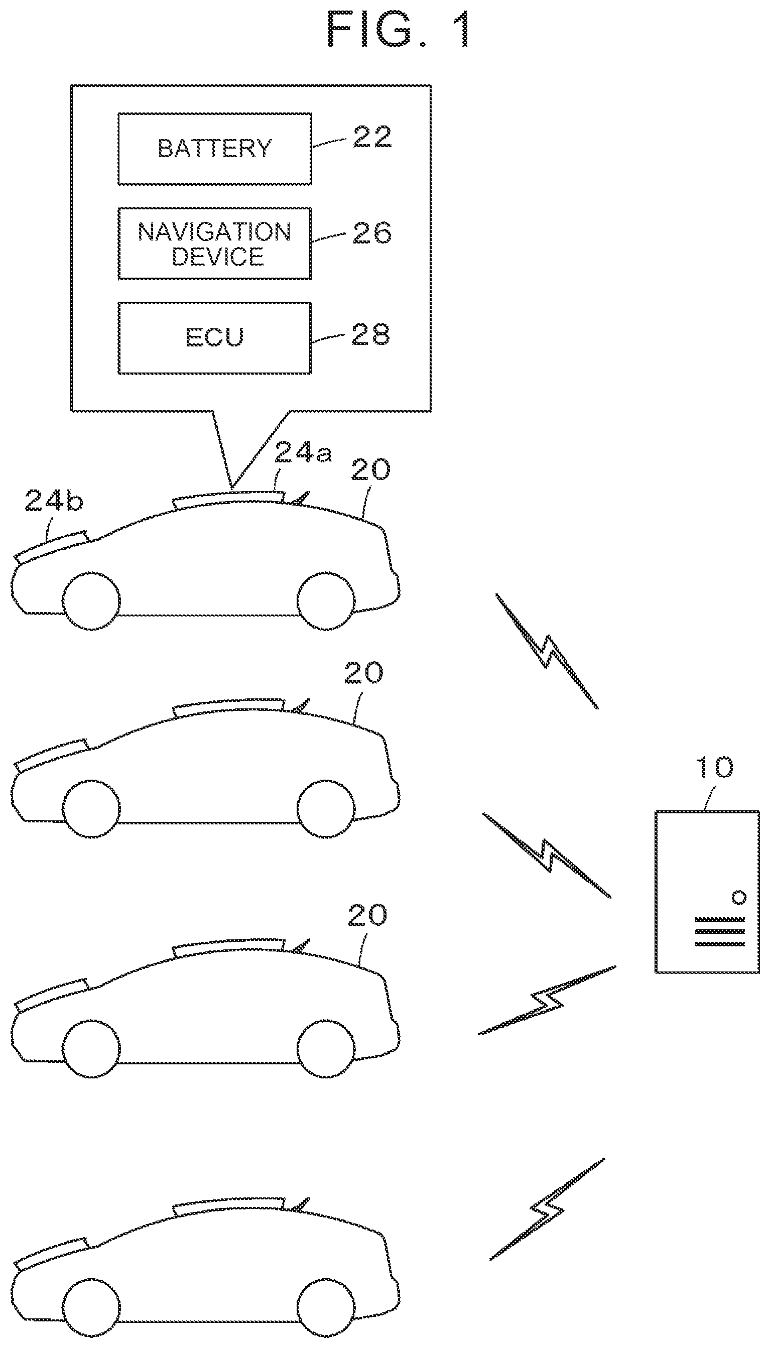 Patent US12437644 — Vehicle management device managing parking position in a parking lot and vehicle — Figure 1