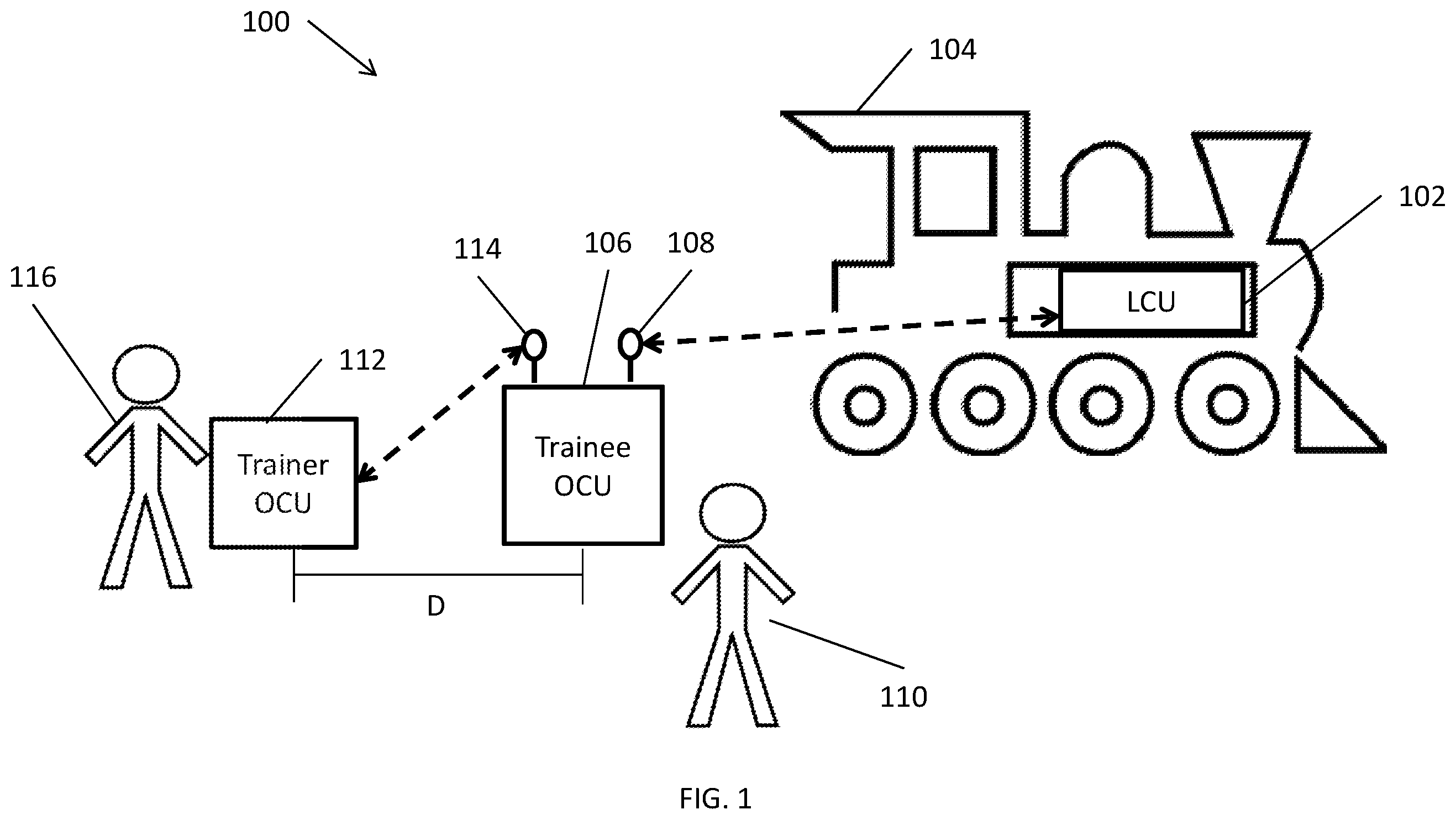 Patent US12437664 — Systems, methods and devices for remote control locomotive training — Figure 1
