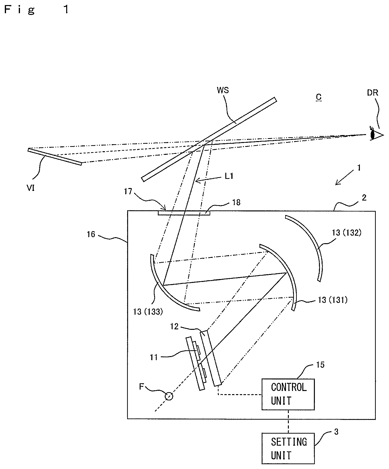 Patent US12437682 — Vehicular display device — Figure 1