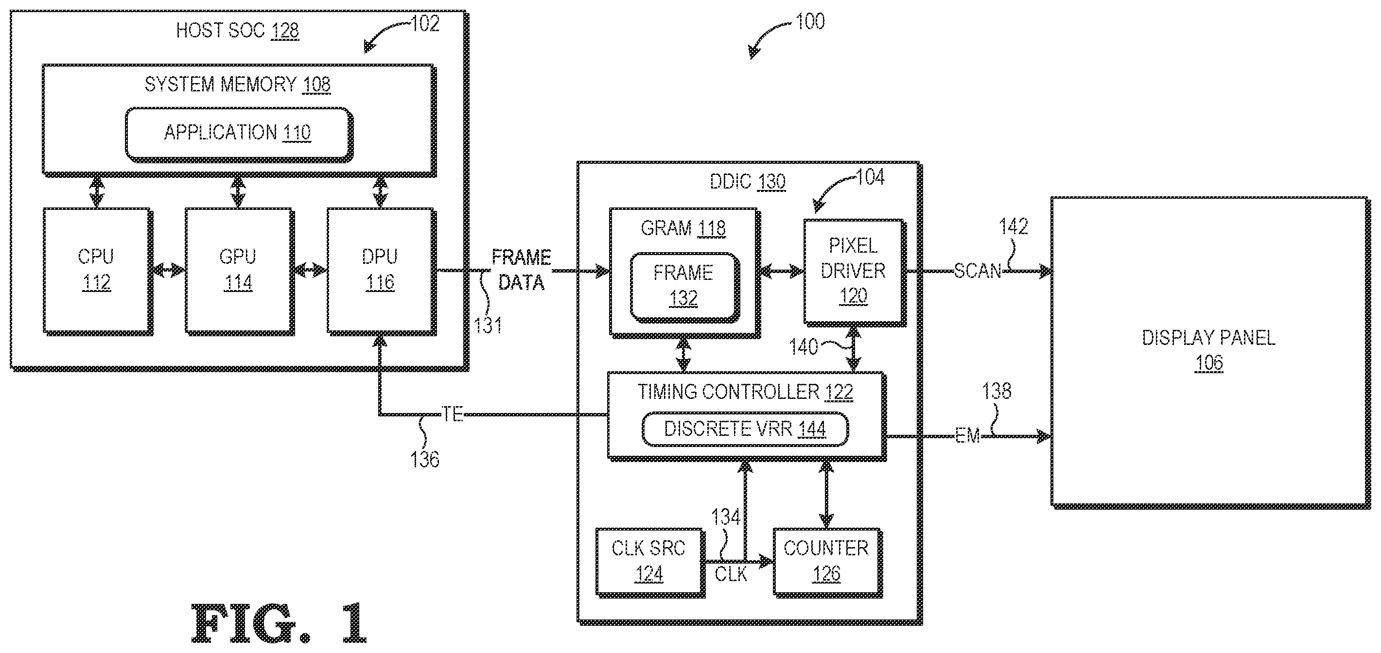Patent US12437727 — Variable refresh rate control using PWM-aligned frame periods — Figure 1