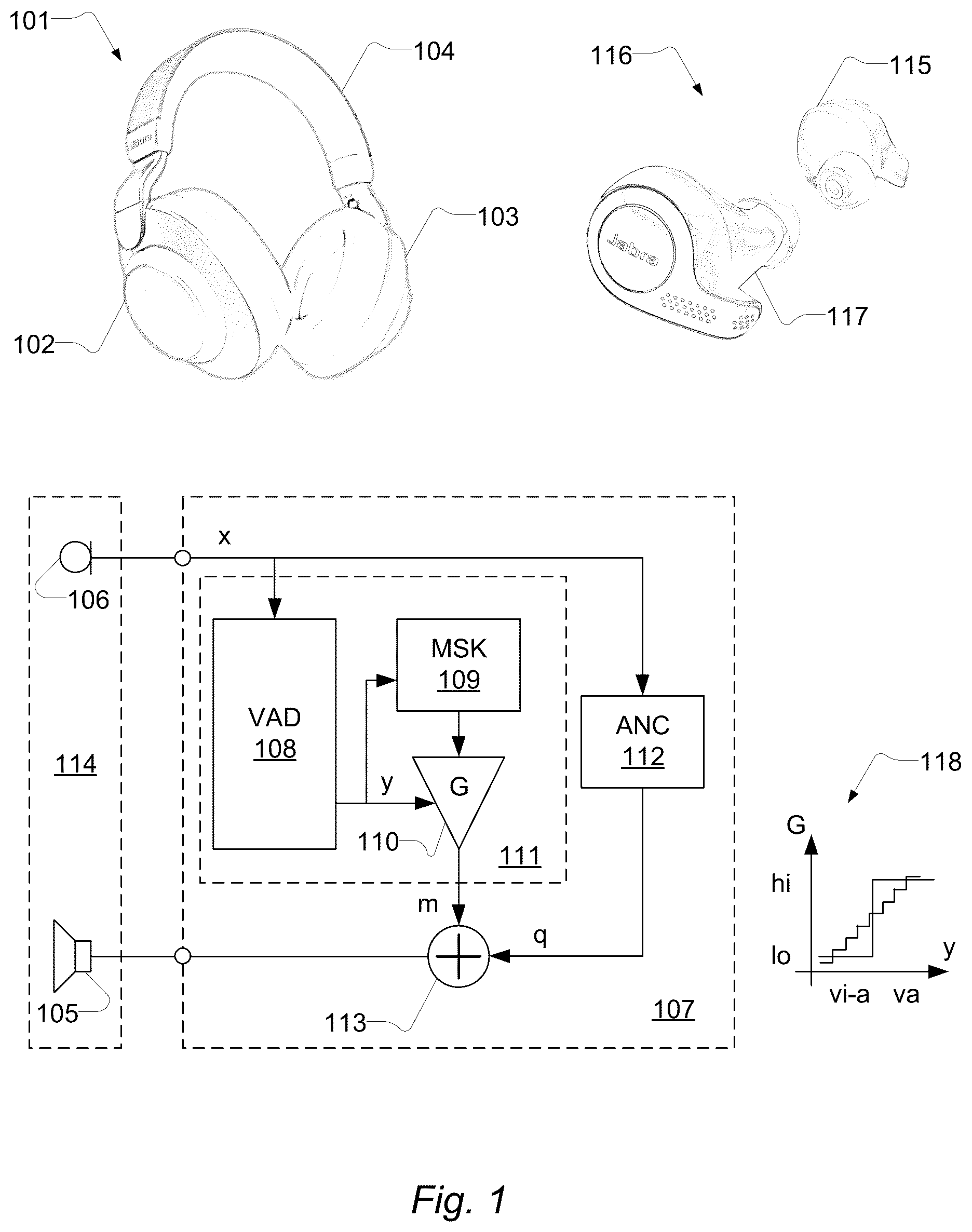 Patent US12437745 — Wearable electronic device for emitting a masking signal — Figure 1