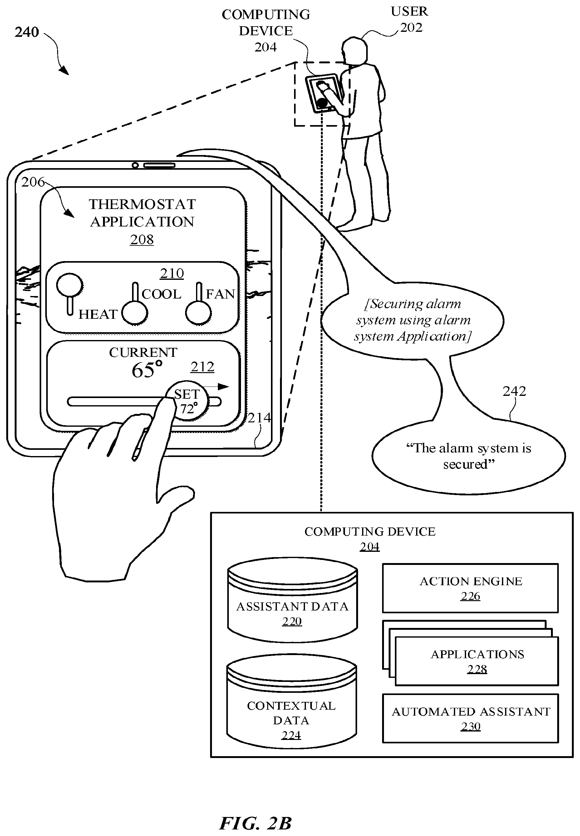 Patent US12437764 Figure 4 – Initializing non-assistant background actions, via an automated assistant, while accessing a non-assistant application