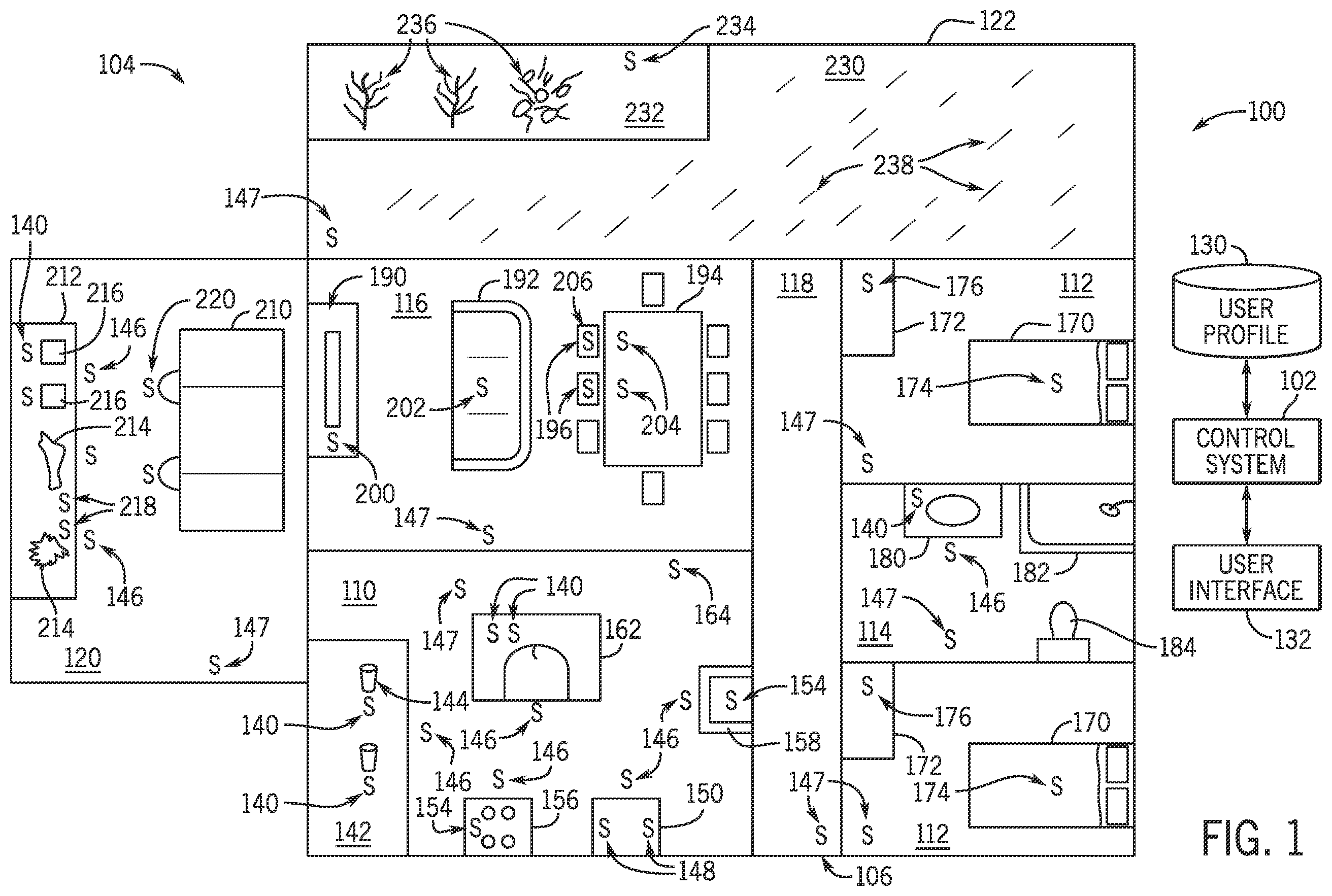 Patent US12437875 — Health management based on conditions at a user's residence — Figure 1