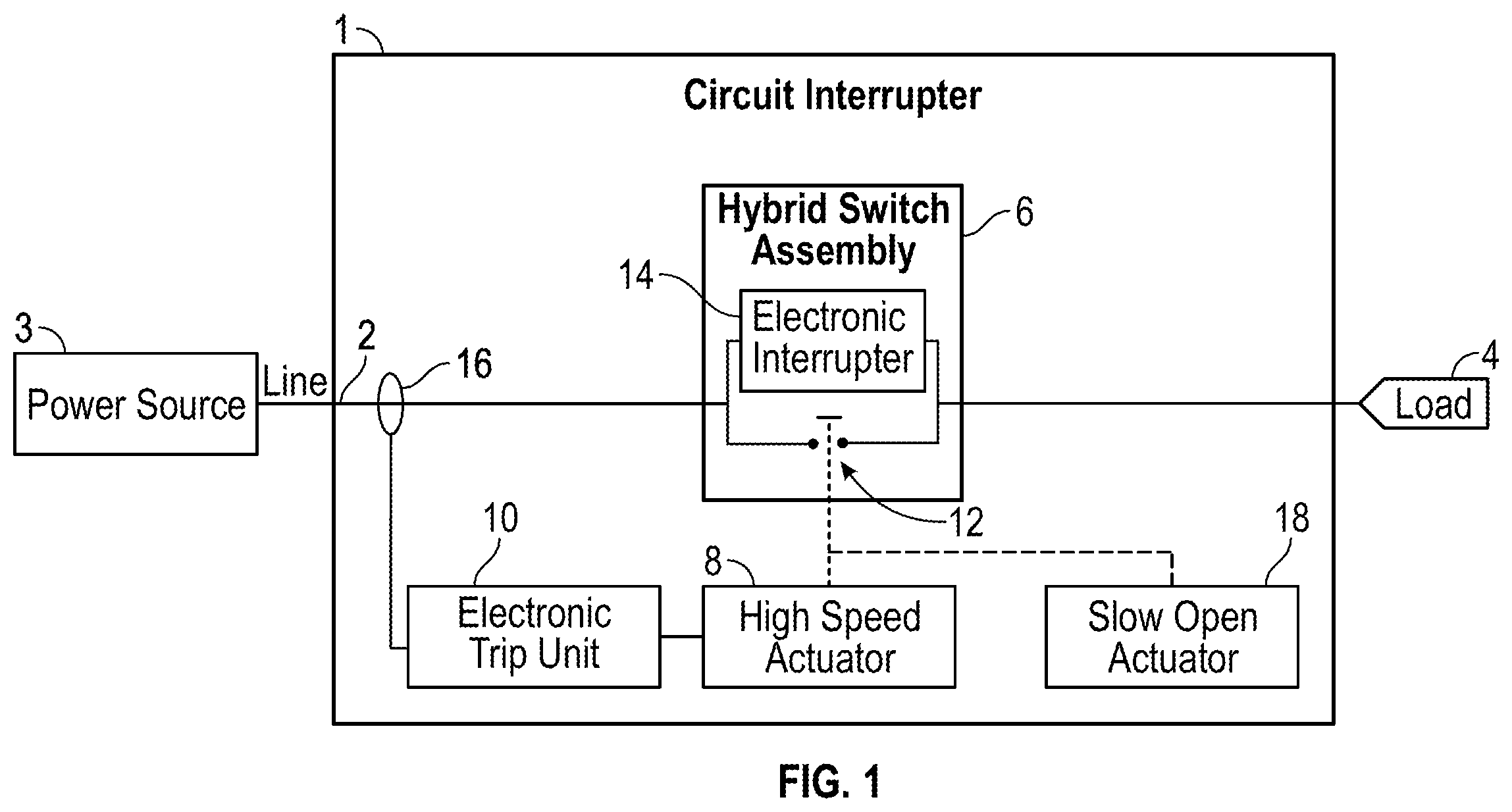 Patent US12437949 — Vacuum interrupter with slow opening solenoid core inside to shorten the length of the conductor assembly — Figure 1