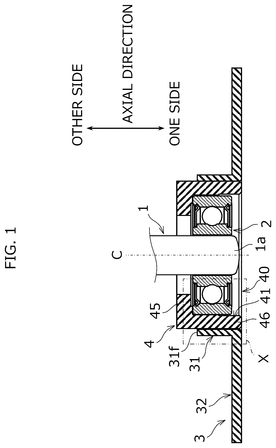 Patent US12445010 Figure 1 – Ball bearing holding structure and fan motor