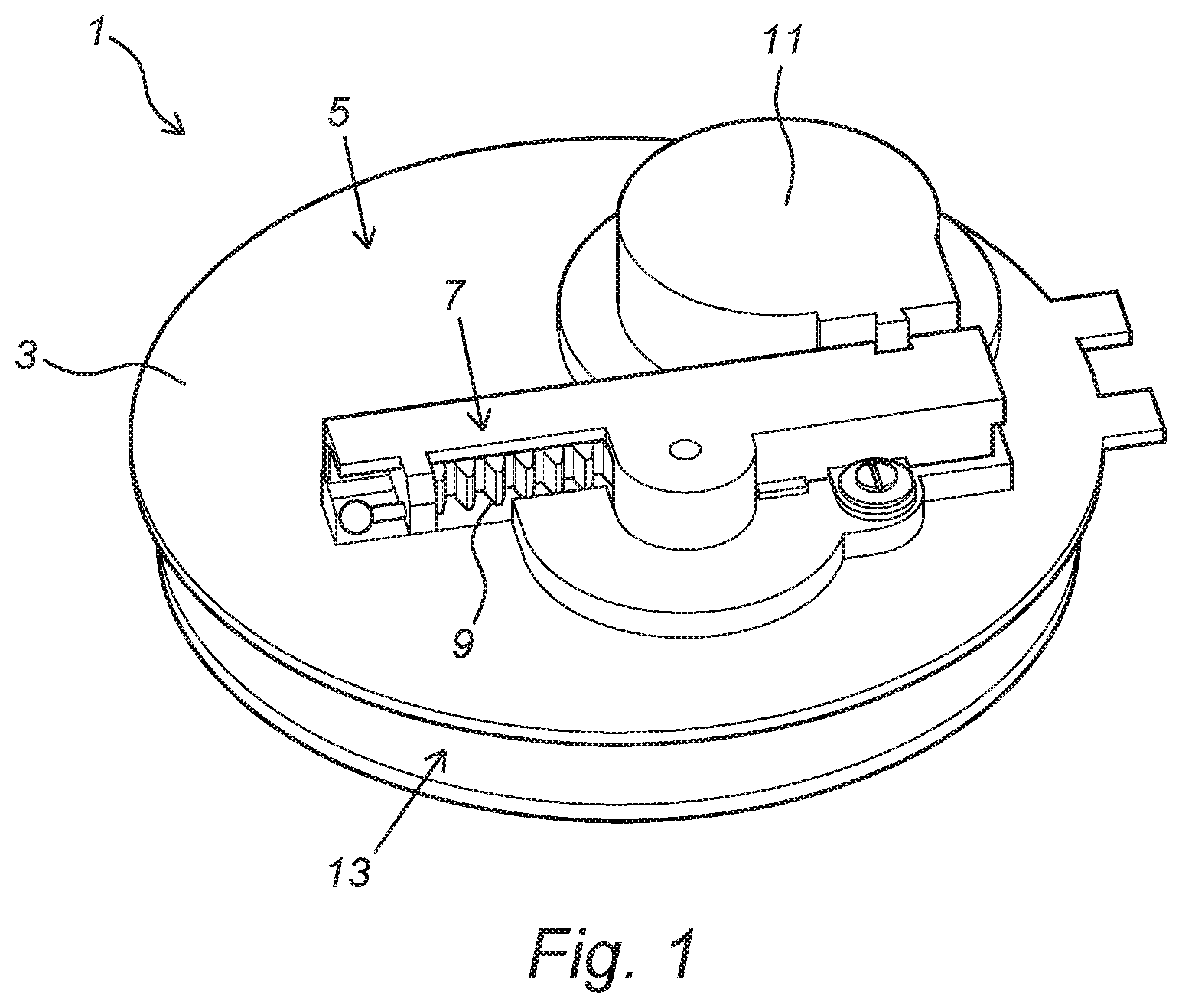 Patent US12445012 Figure 1 – Microgenerator provided with a clutch system, stand-alone electric device provided with an integrated microgenerator