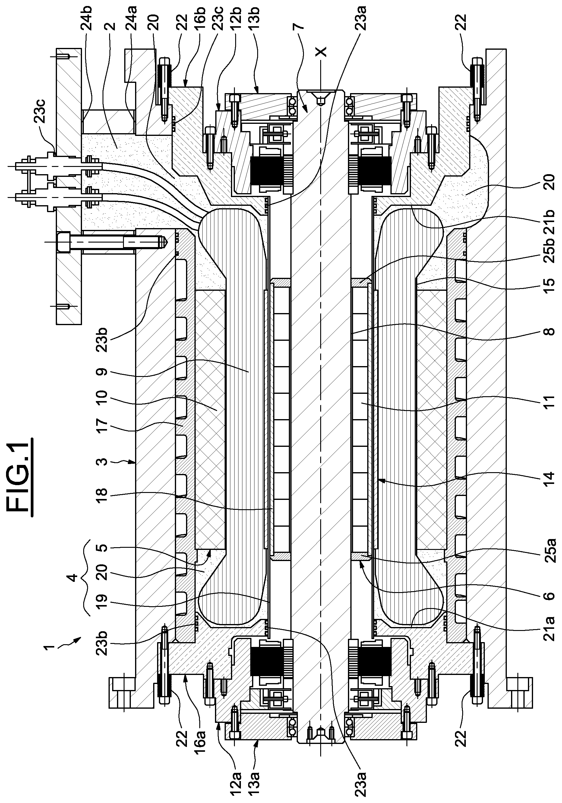 Patent US12445015 Figure 1 – Rotary electrical machine and stator assembly for such machine