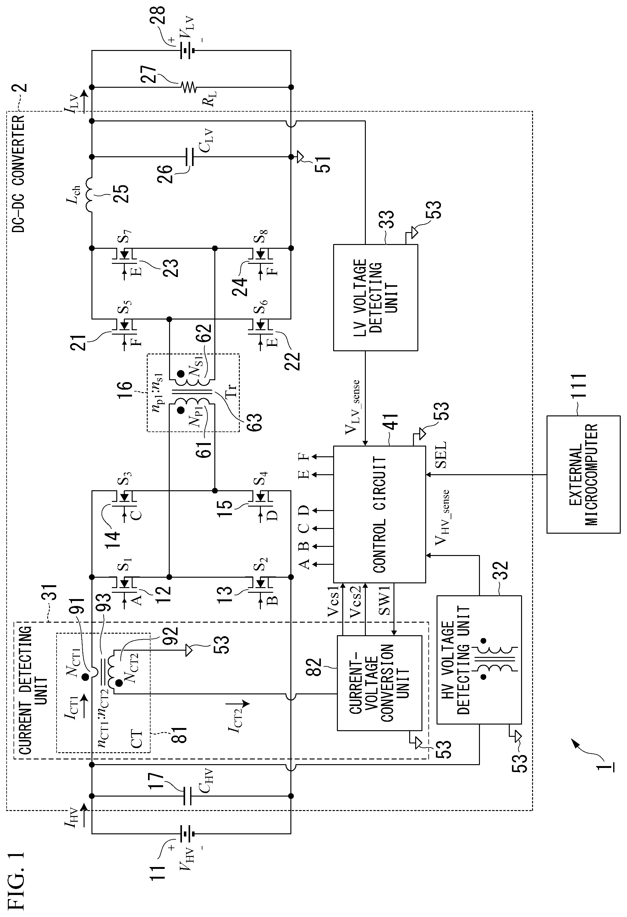 Patent US12445032 — Current detection circuit, power conversion device, and power system — Figure 1