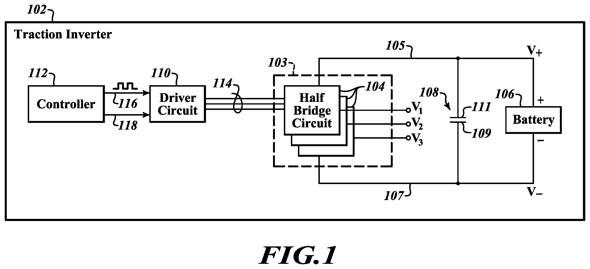 Patent US12445076 — Traction inverter DC-link active discharge method — Figure 1