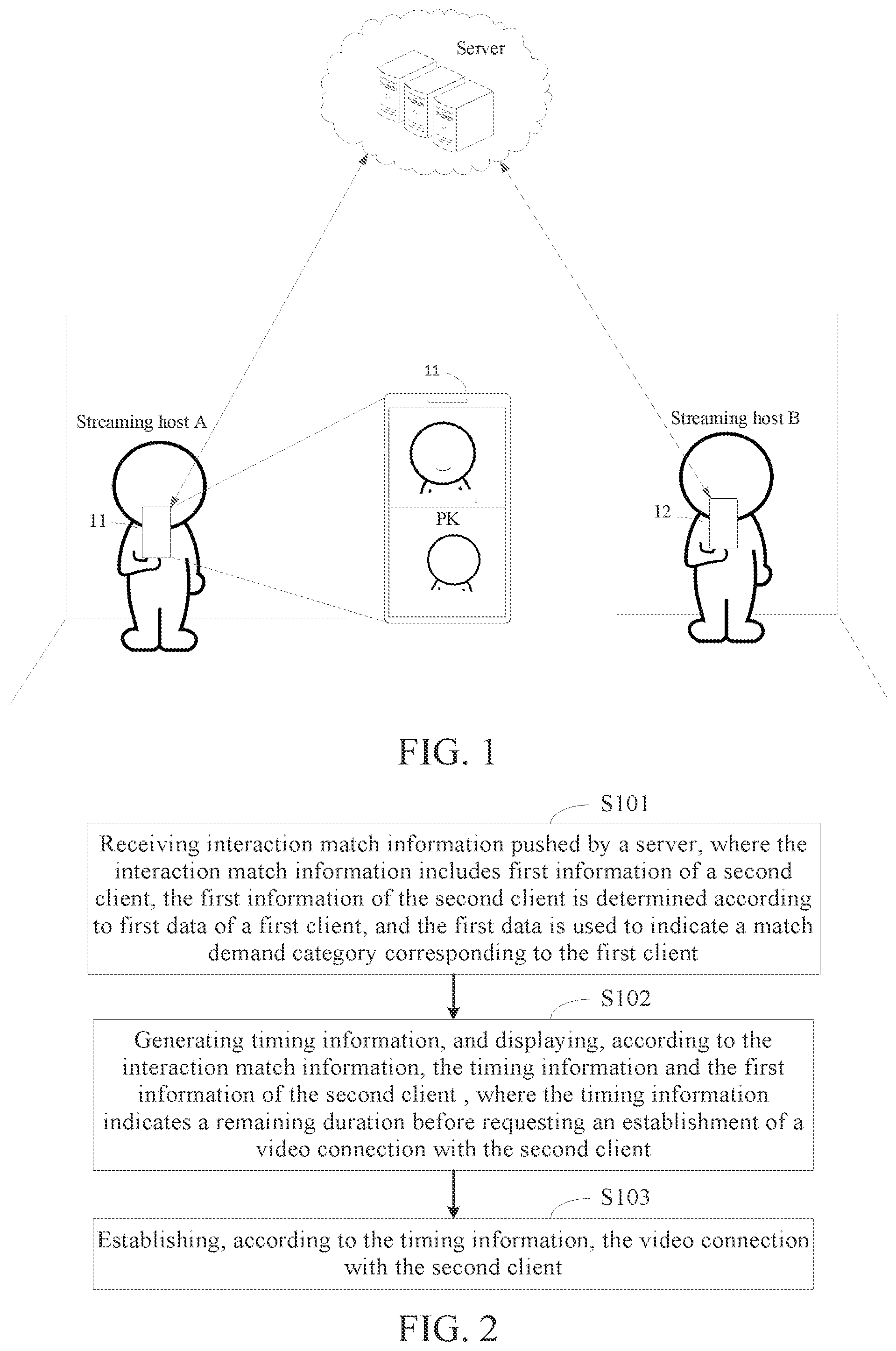 Patent US12445572 — Method and apparatus of interaction video connection, electronic device, and storage medium — Figure 1