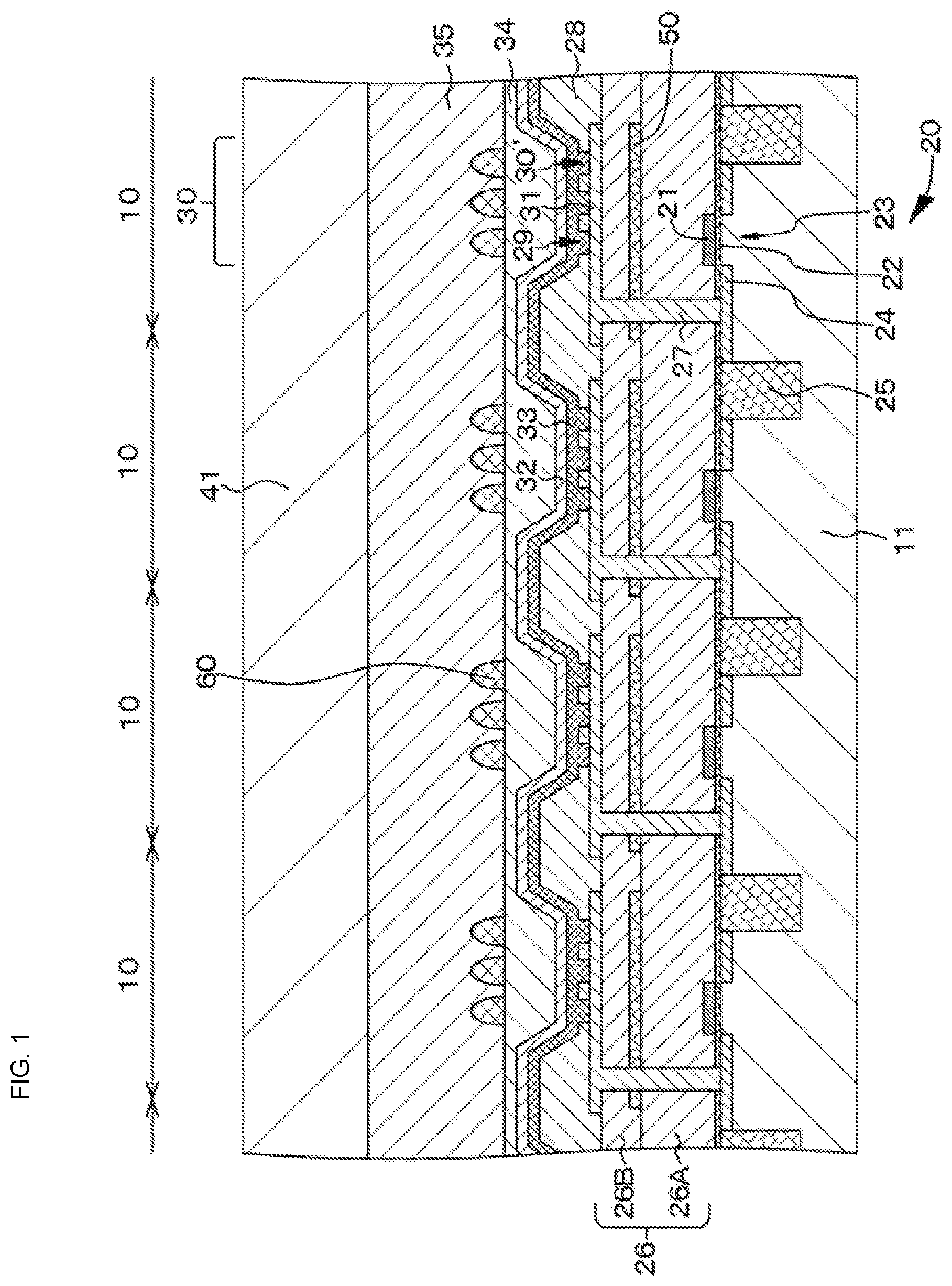 Patent US12445580 — Light-emitting element, display device and surface-emitting device — Figure 1
