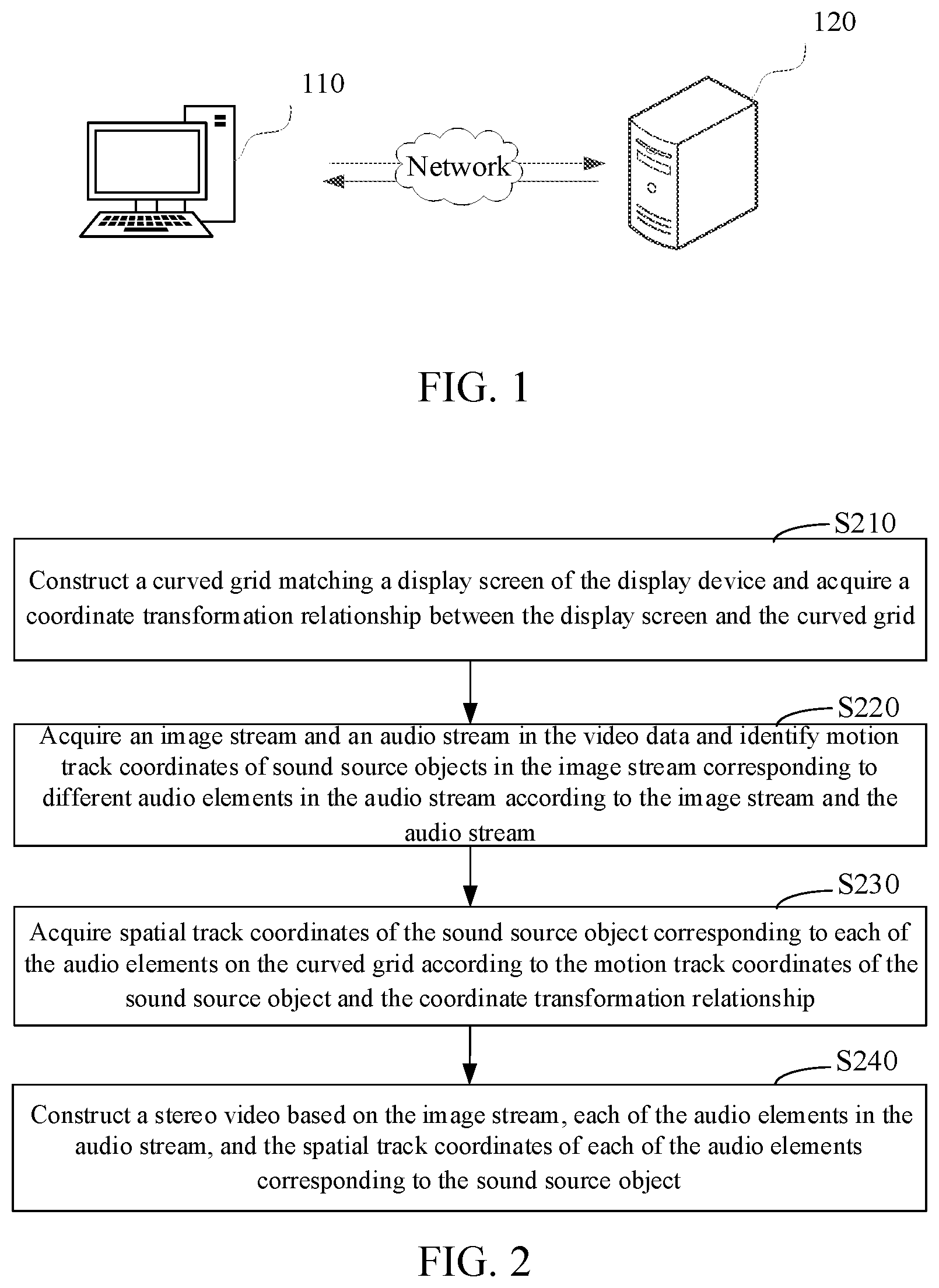 Patent US12445585 — Curved grid for acquiring spatial track coordinates of sound source objects of audio elements in an audio stream in video data — Figure 1