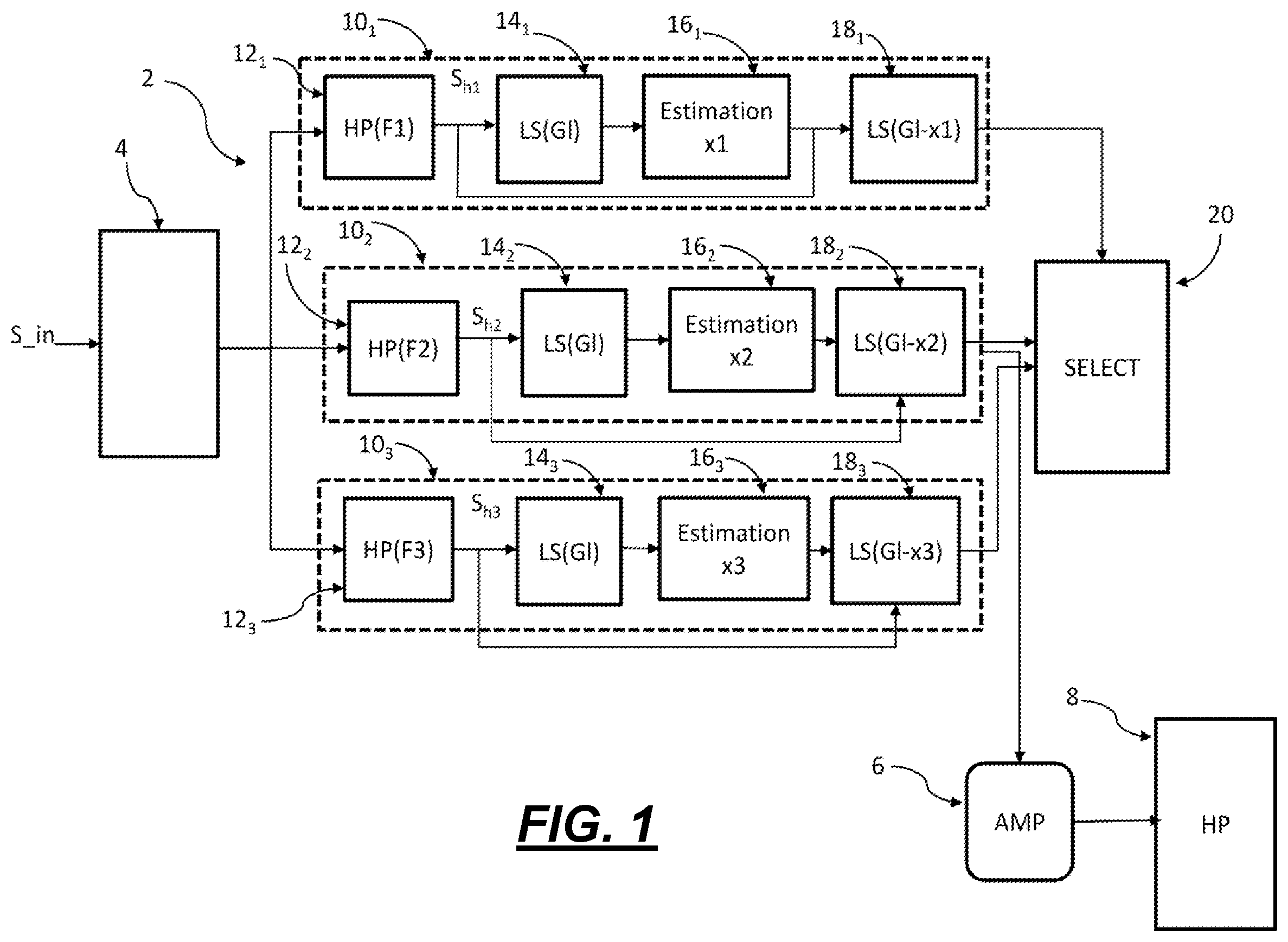 Patent US12445775 — Method and system for processing a digital audio signal to improve the rendering of low frequencies — Figure 1