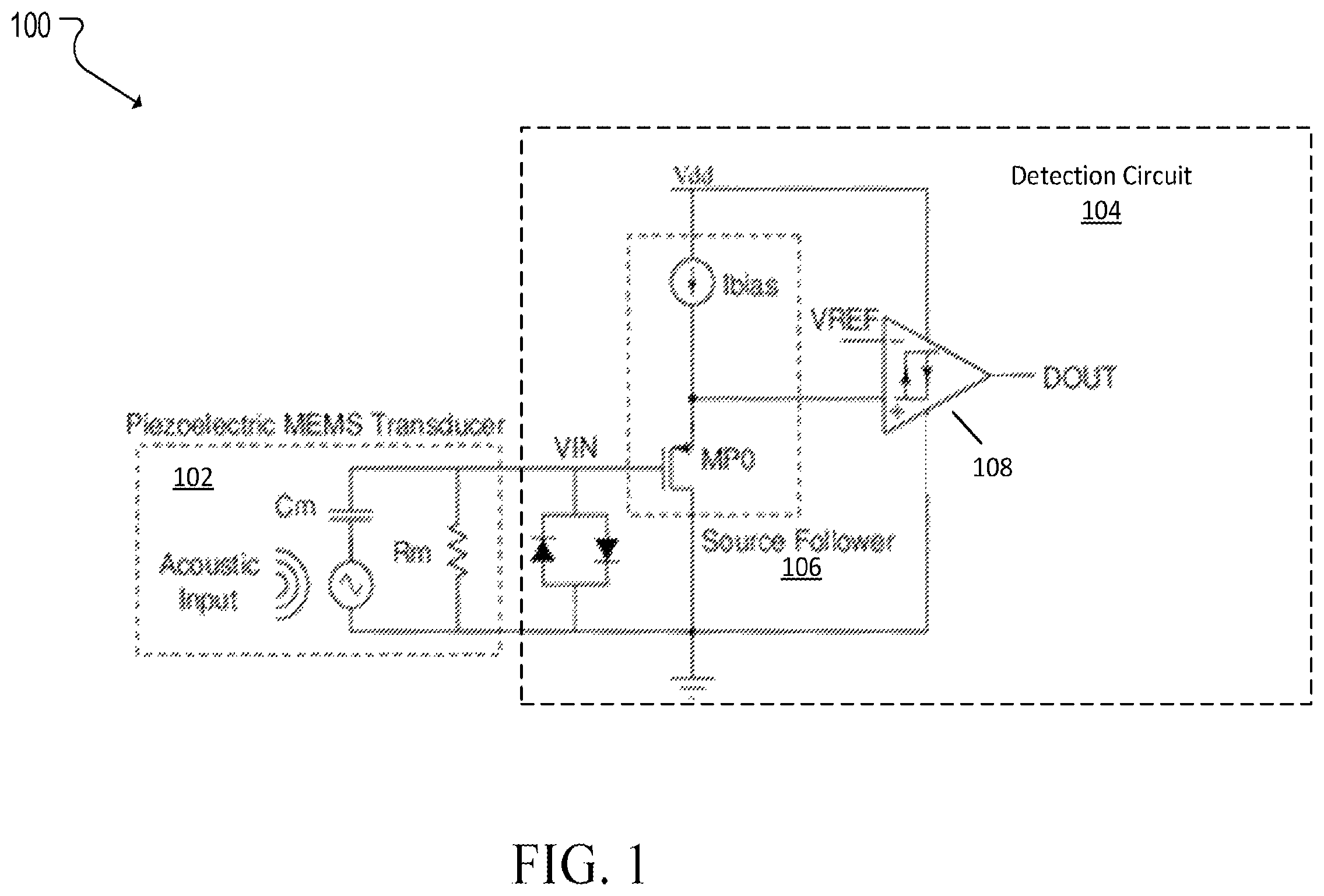 Patent US12445782 Figure 1 – Piezoelectric mems device for producing a signal indicative of detection of an acoustic stimulus