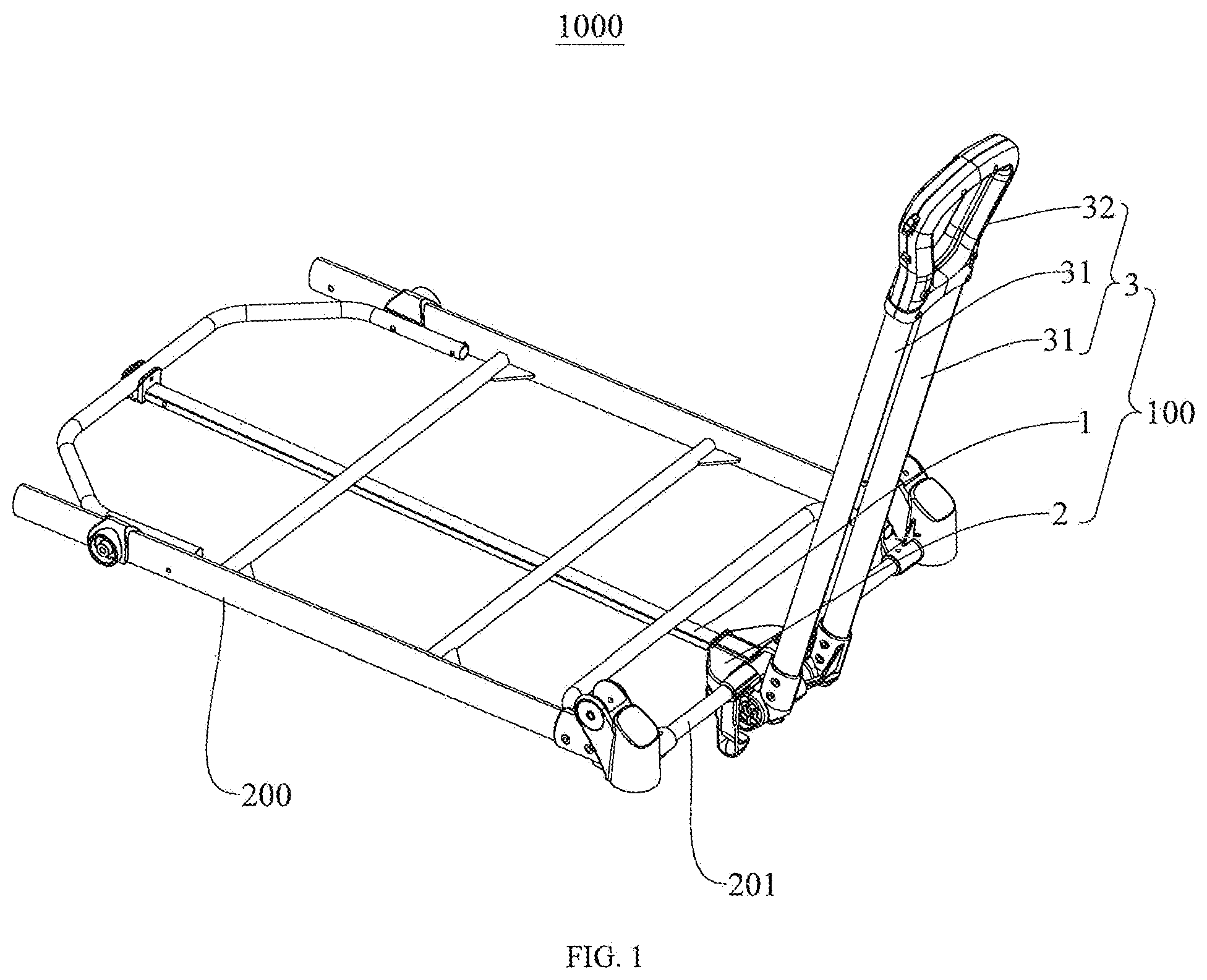 Patent US12448019 — Pull handle assembly and cart — Figure 1
