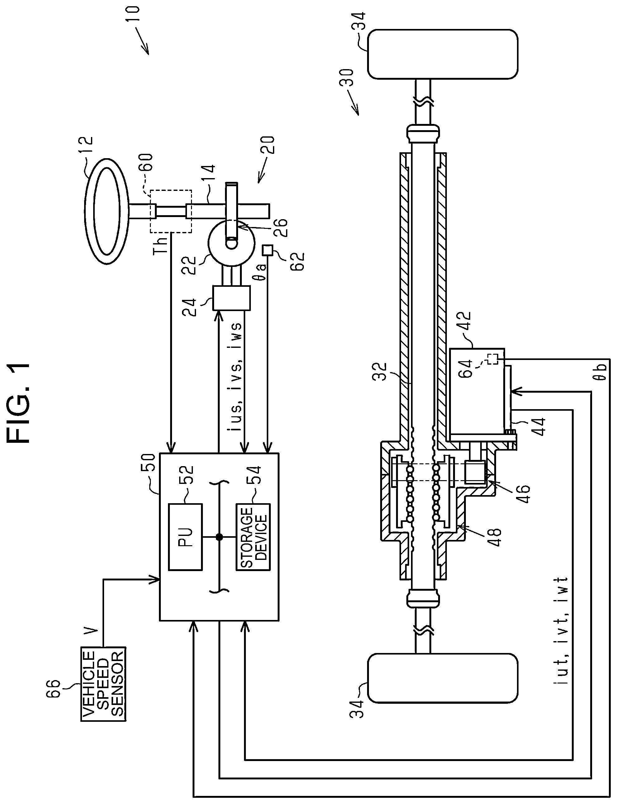 Patent US12448032 — Steering control device — Figure 1