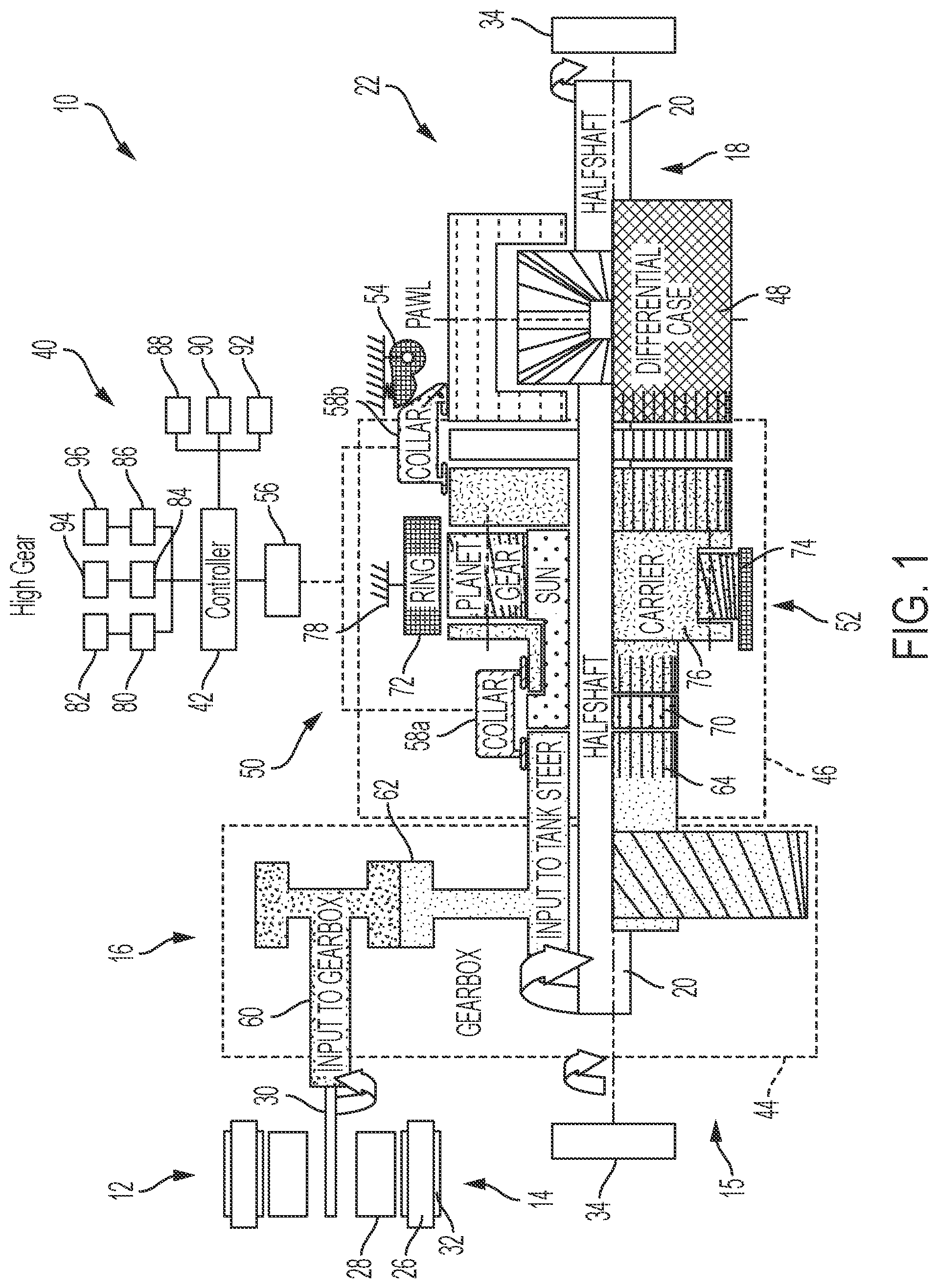 Patent US12448041 — Tank steer system for vehicle — Figure 1