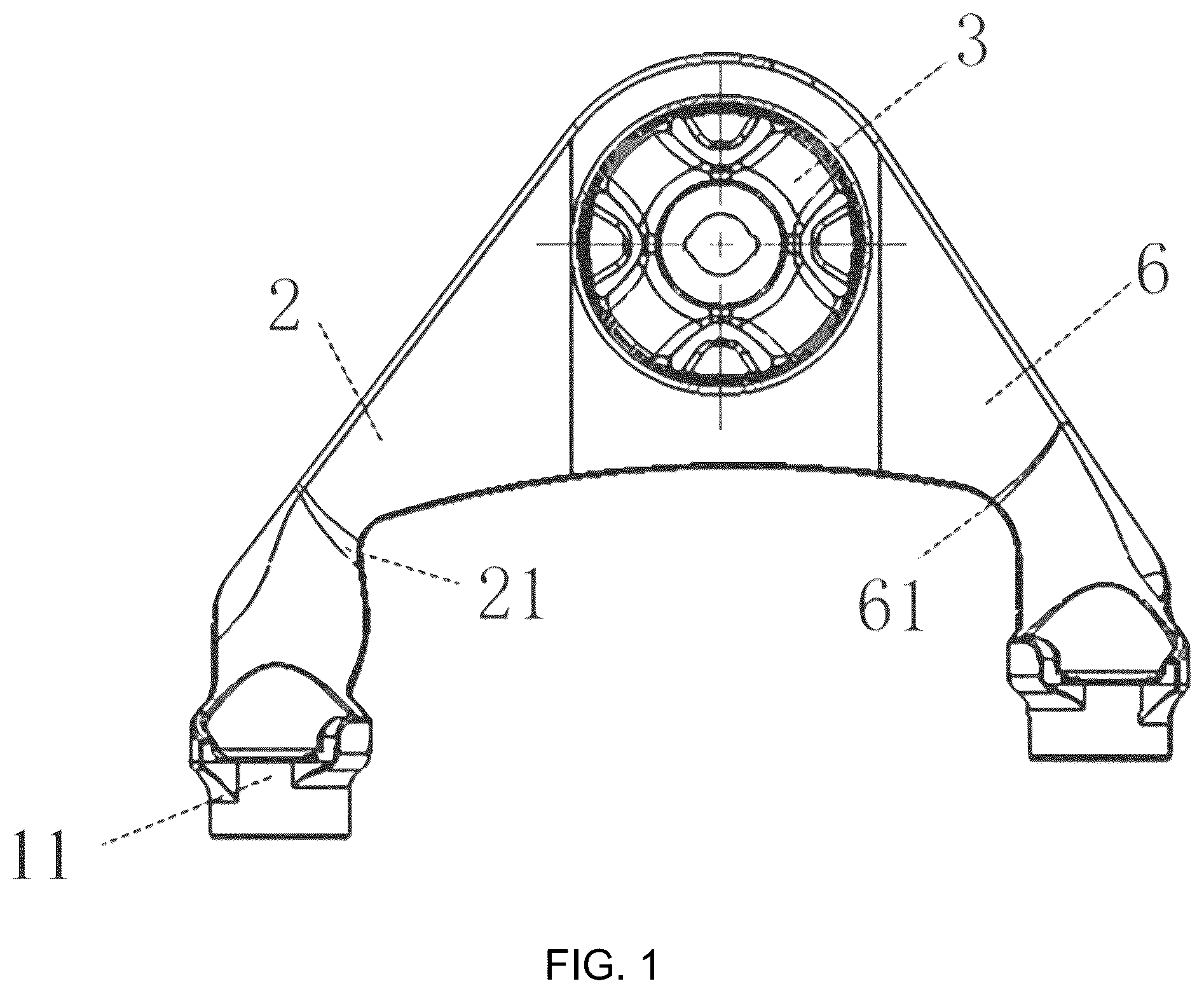 Patent US12448046 — Suspension support for improving collision performance, power assembly structure, and automobile — Figure 1