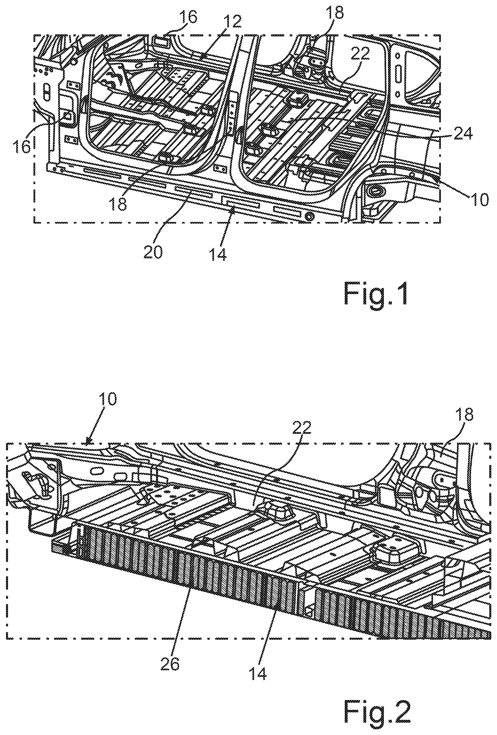 Patent US12448054 — Floor structure for a body of a vehicle, body for a vehicle, and vehicle — Figure 1
