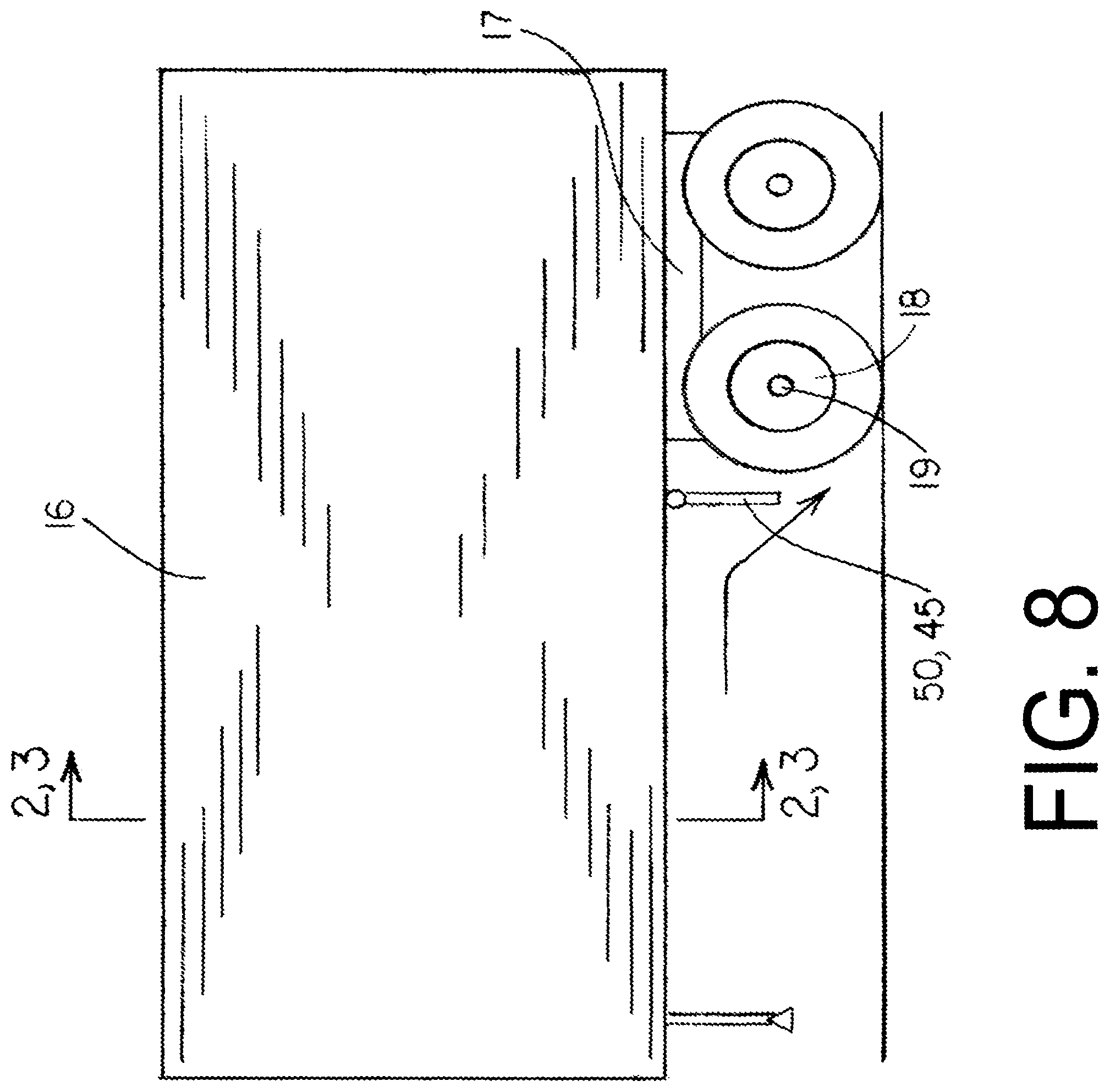 Patent US12448058 Figure 8 – Laterally inset trailer skirt and inner wheel skirt panel, each reducing vehicle drag
