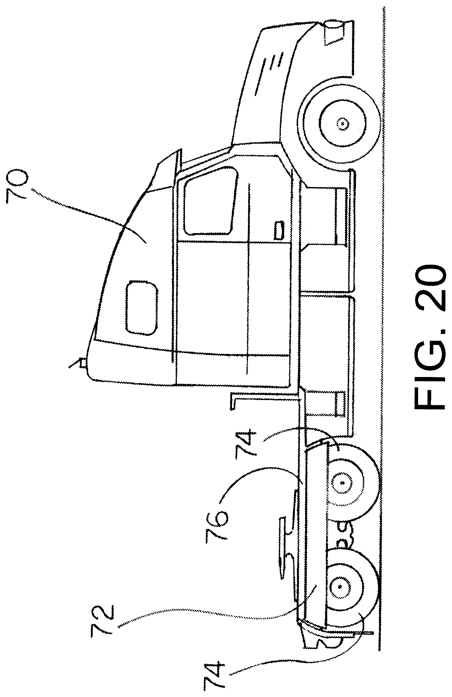Patent US12448058 Figure 18 – Laterally inset trailer skirt and inner wheel skirt panel, each reducing vehicle drag