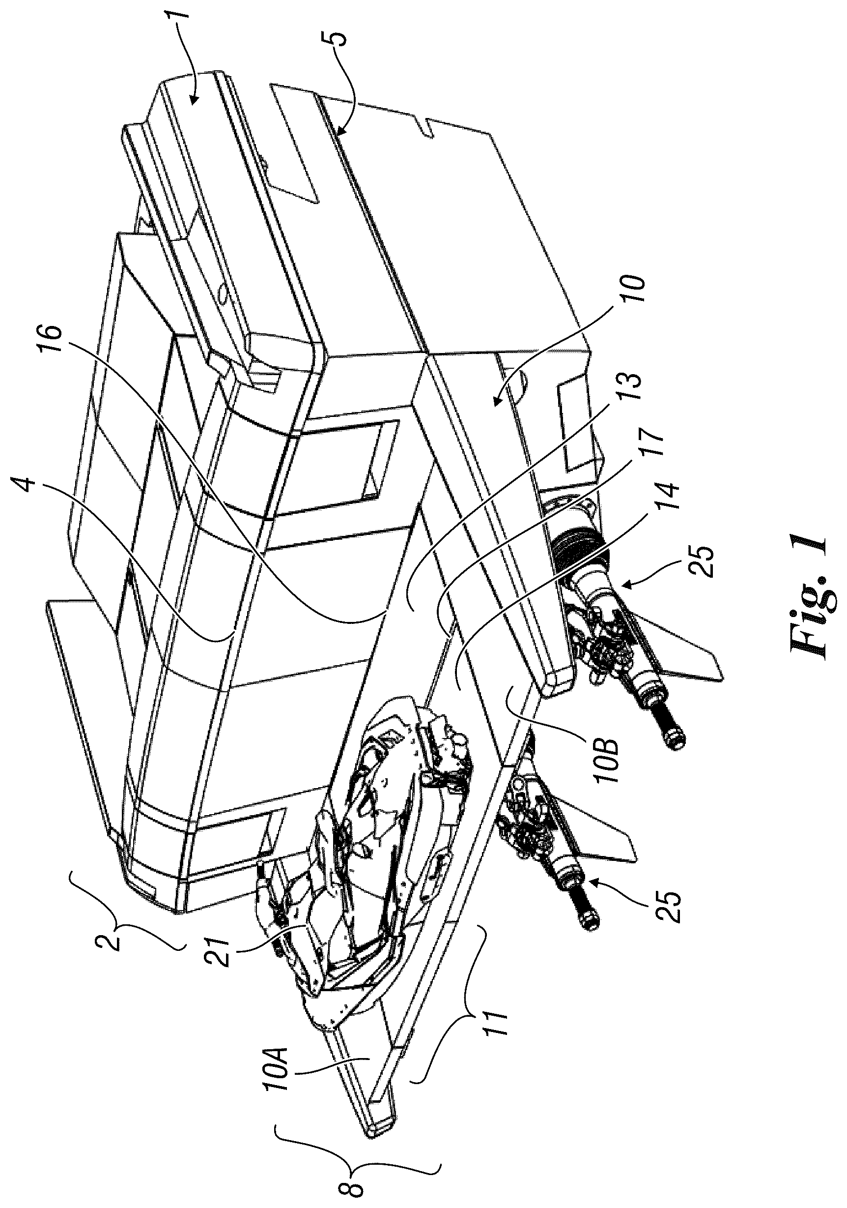 Patent US12448085 — Boat with movable stern platform and made of two parts — Figure 1