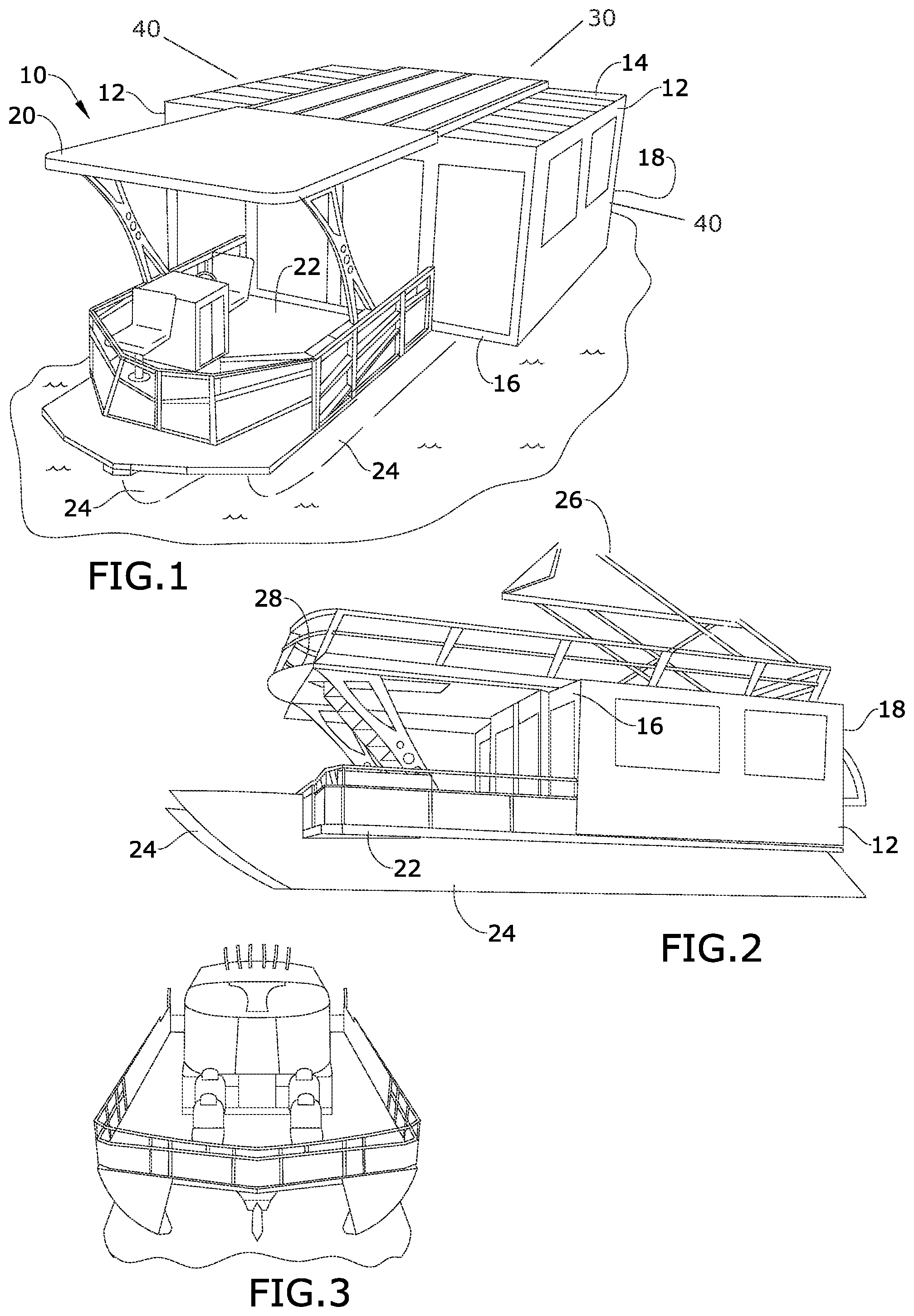 Patent US12448090 — Combination recreational vehicle and houseboat — Figure 1