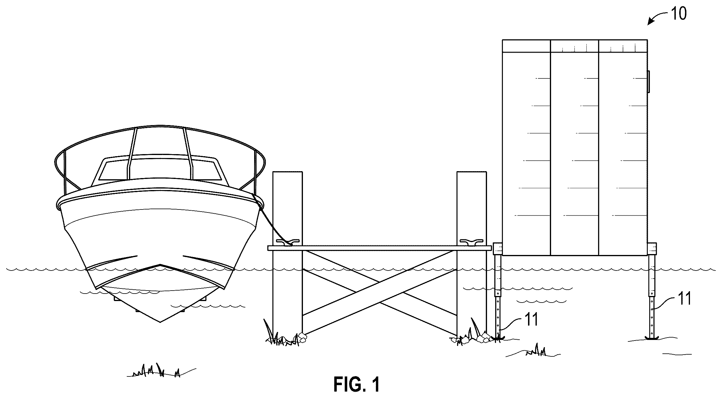 Patent US12448091 — Modular storage structure for positioning in a body of water — Figure 1