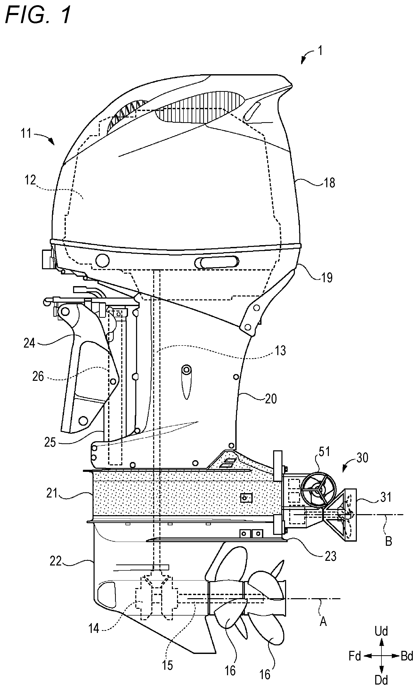 Patent US12448102 — Hybrid ship propulsion machine — Figure 1