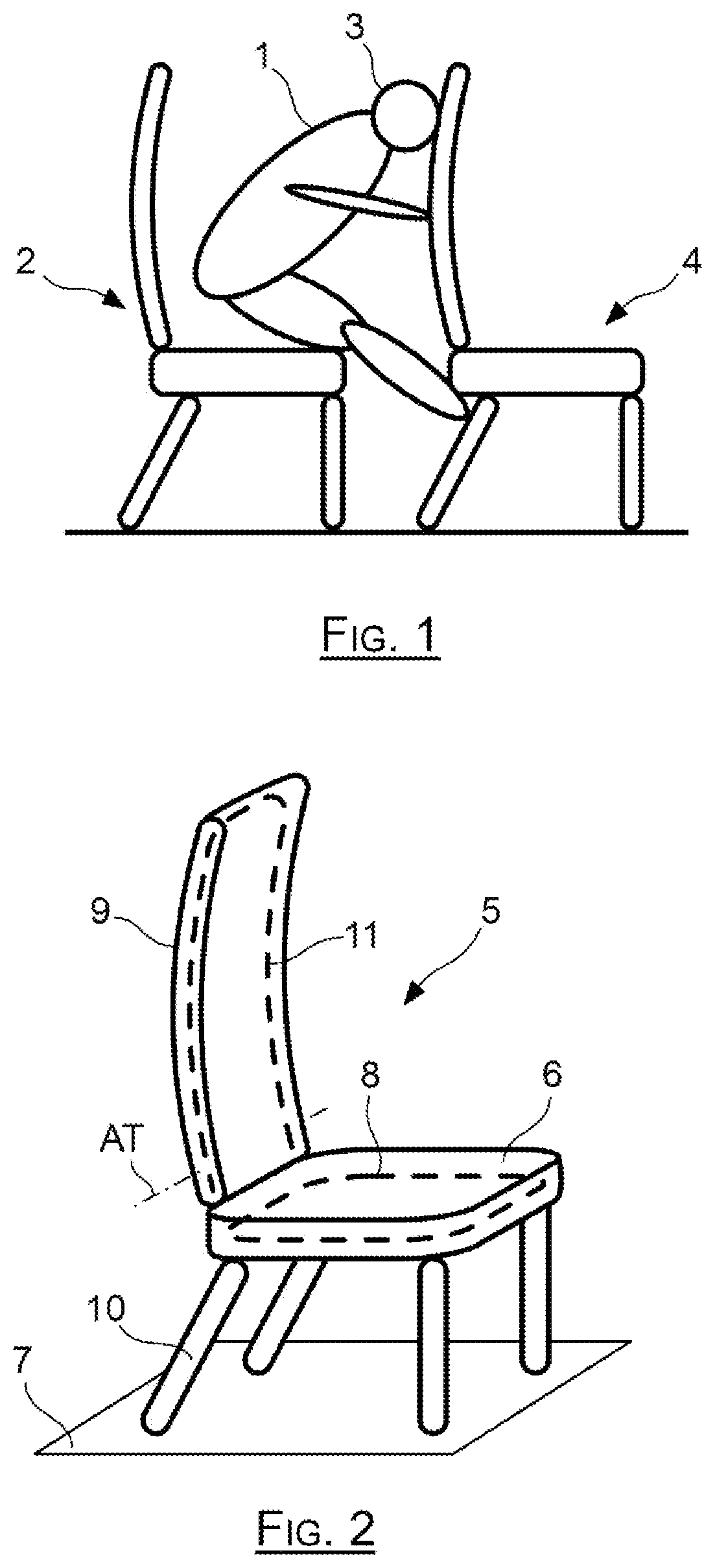 Patent US12448127 — Vehicle seat having a backrest equipped with shock absorbing means — Figure 1