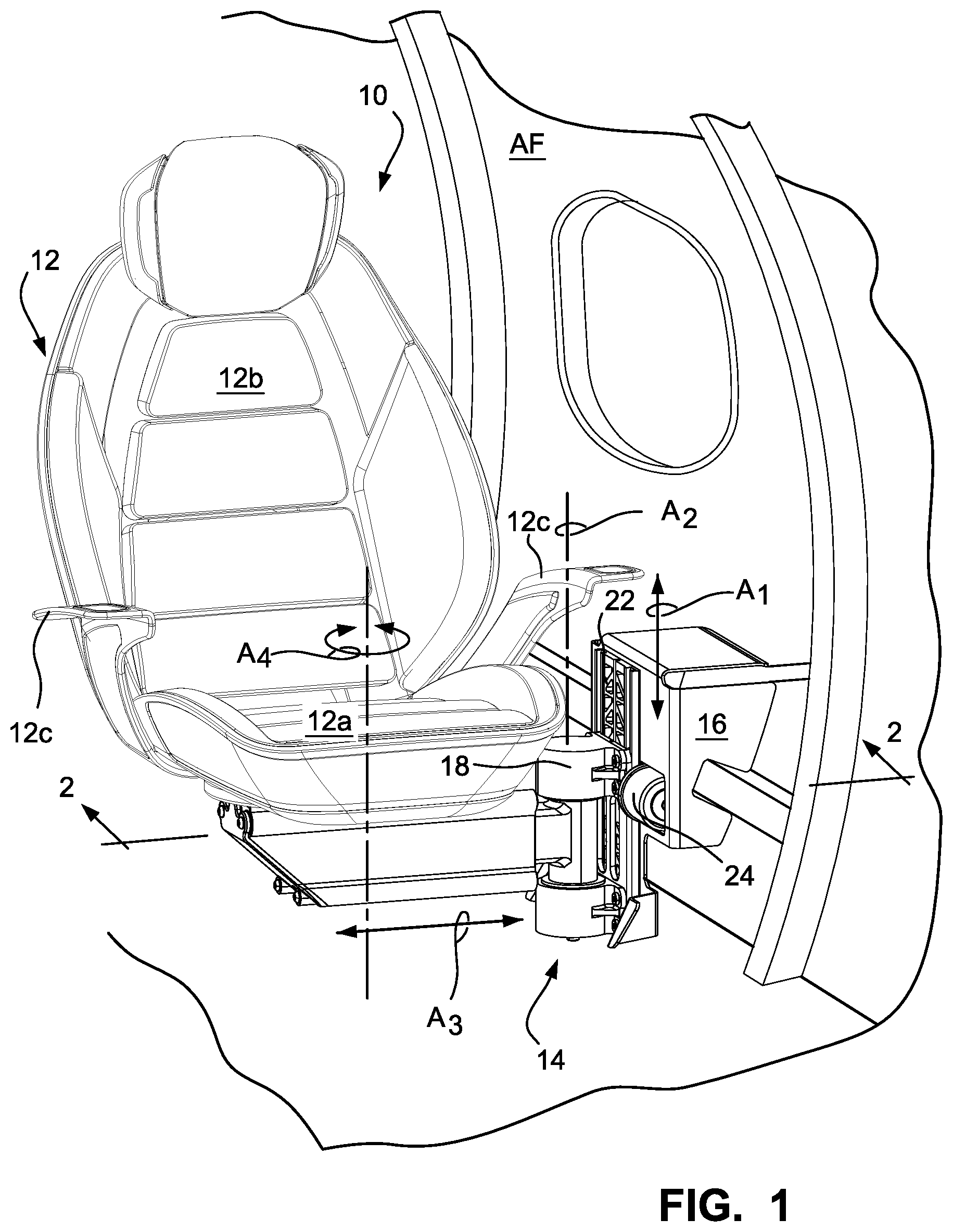 Patent US12448128 — Adjustable cantilever vehicle seat mounting assemblies and seat systems including the same — Figure 1