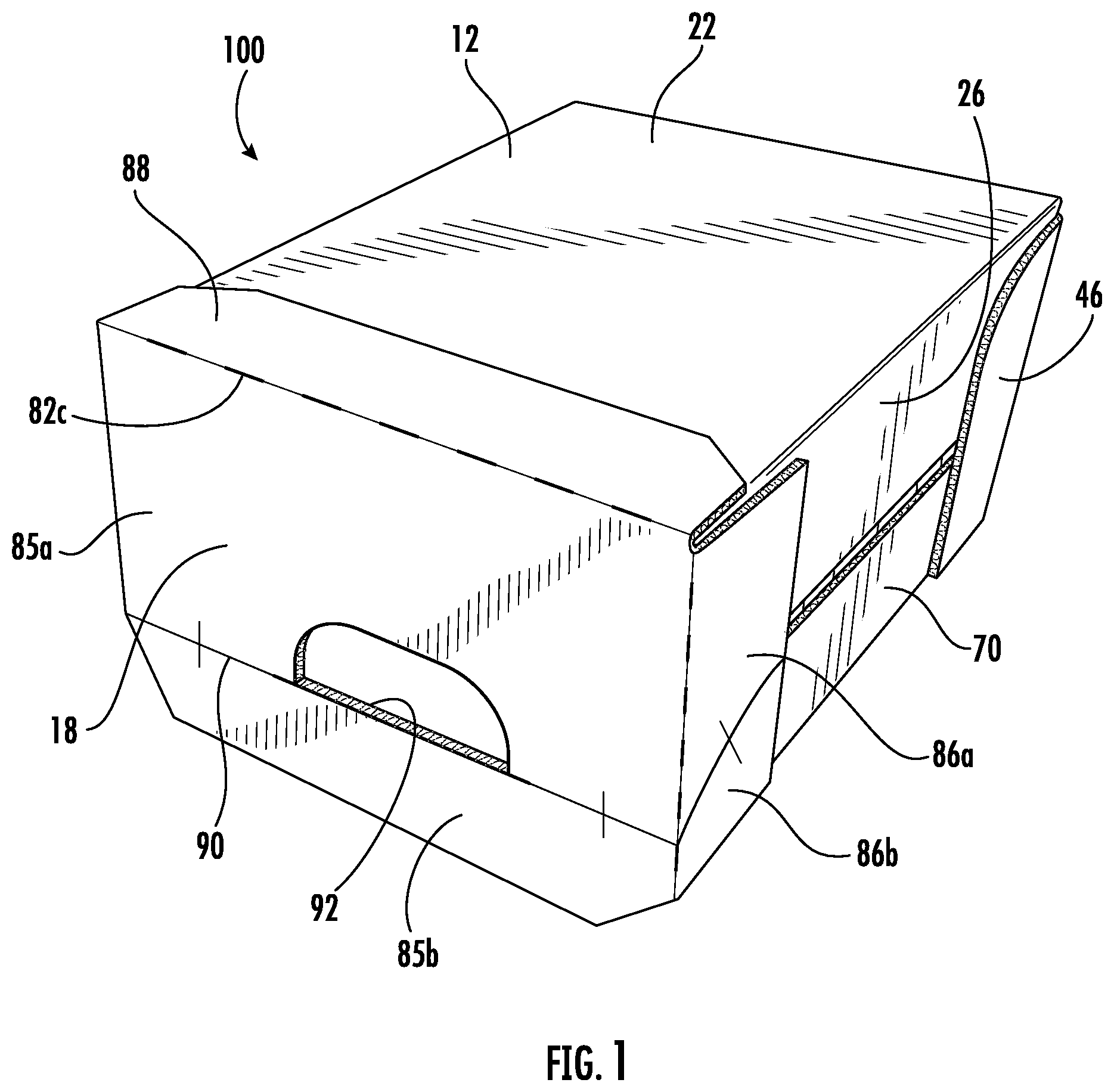 Patent US12448170 — Retail ready packages for multi-sided products — Figure 1