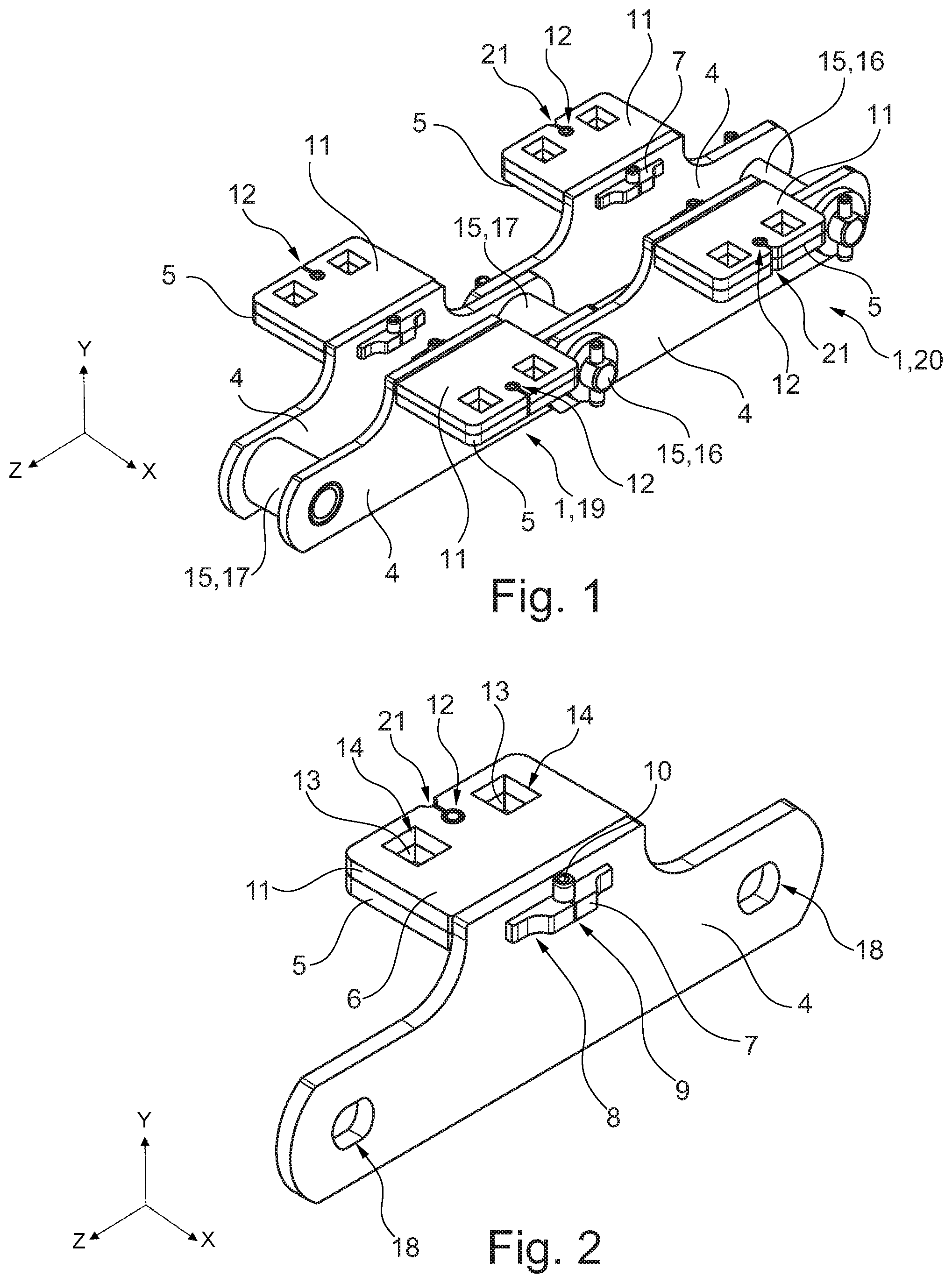 Patent US12448216 — Chain link, plate-link chain and chain conveyor — Figure 1