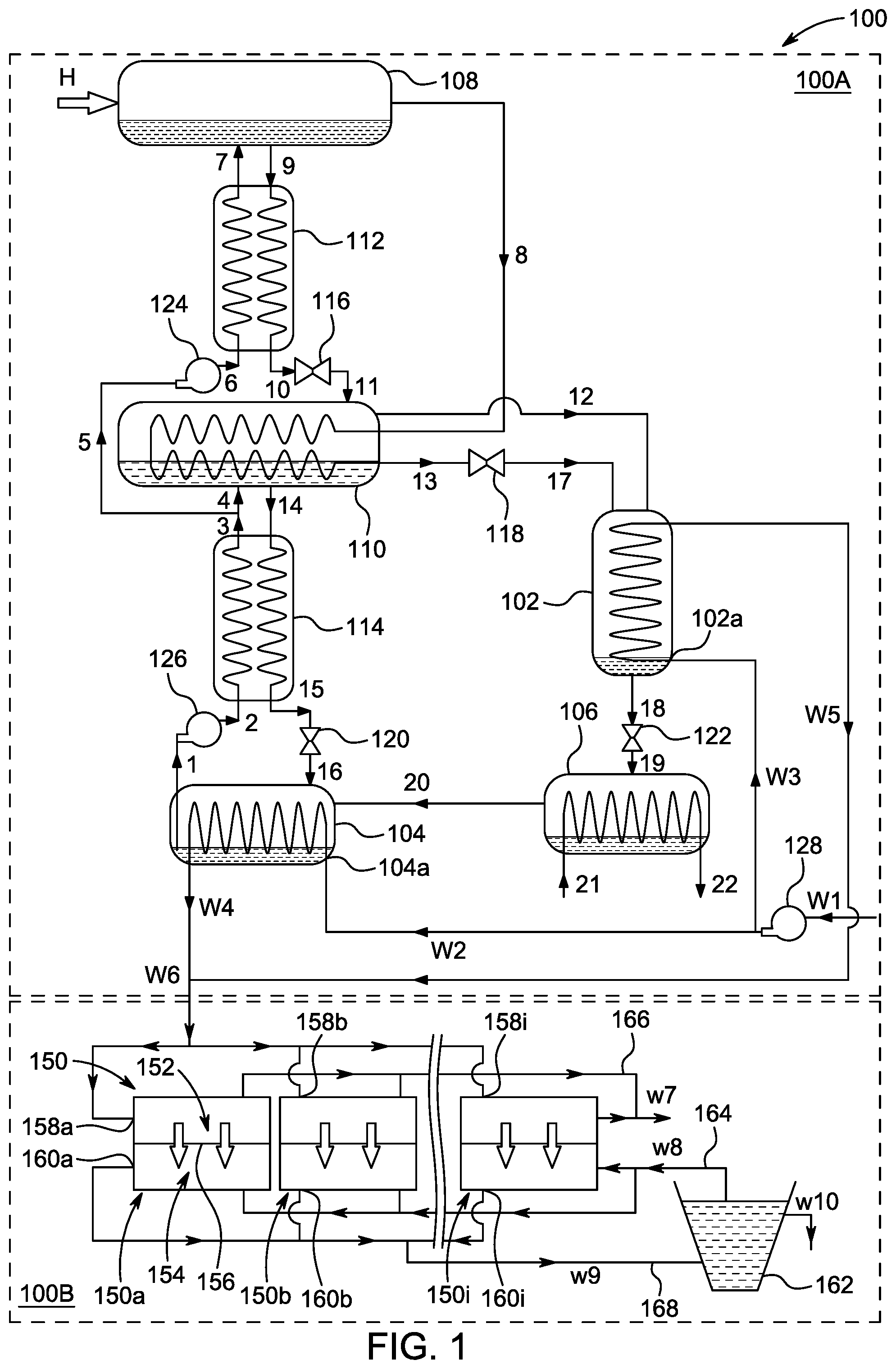 Patent US12448301 Figure 1 – Desalination system and desalination process therefor