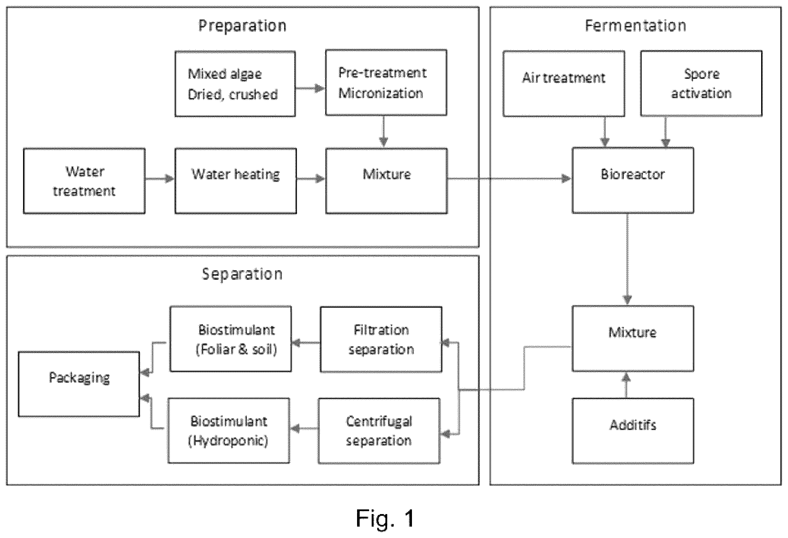 Patent US12448338 — Process for the manufacture of a biostimulant or natural fertilizer based on fermented macroalgae, natural additives and probiotic bacteria for agriculture and horticulture — Figure 1