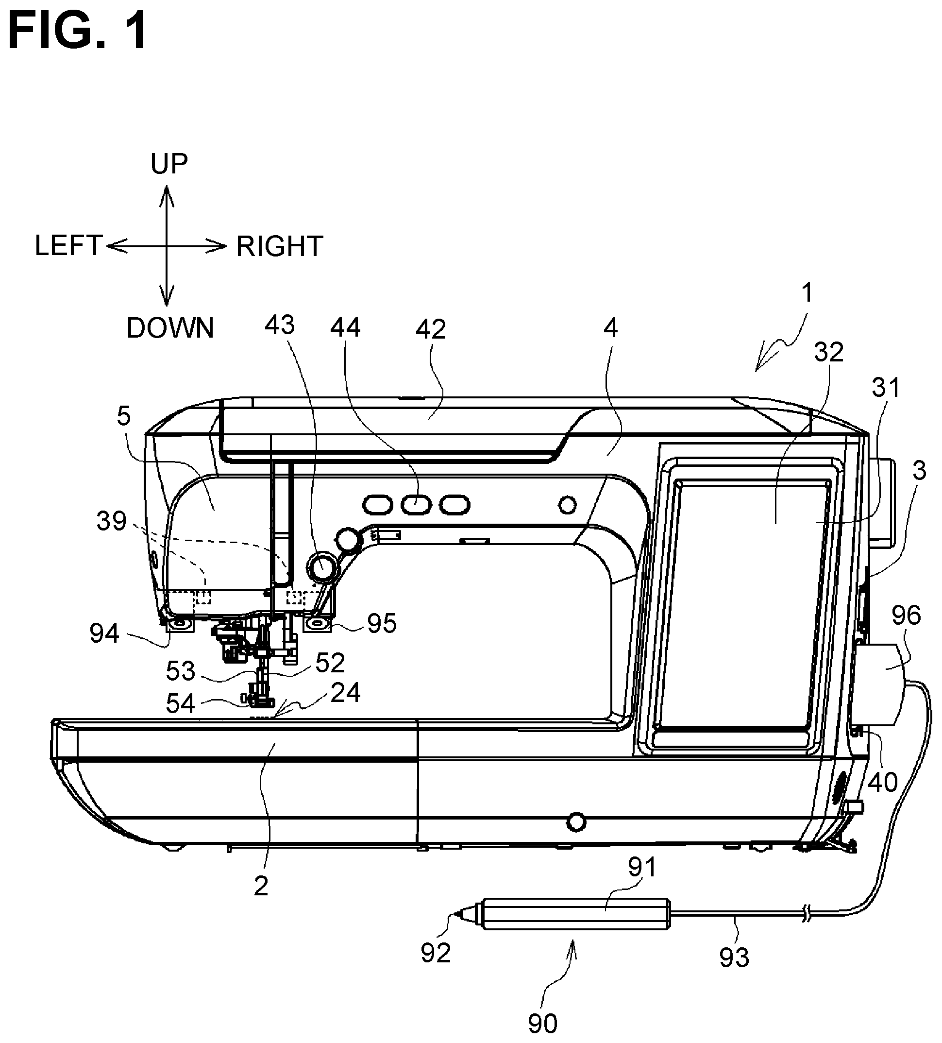 Patent US12448711 — Sewing machine — Figure 1