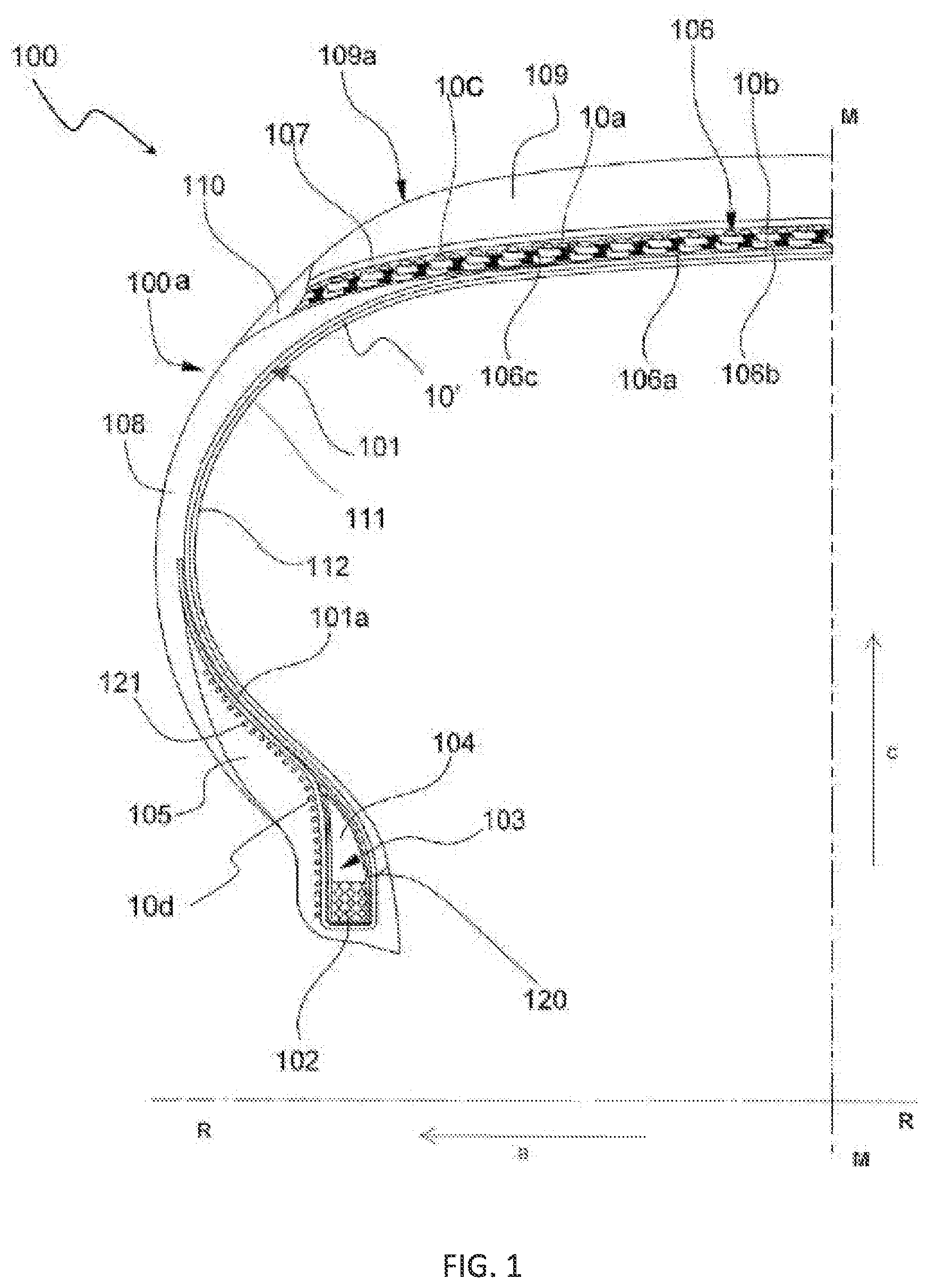 Patent US12448729 — Vehicle wheels and tyre comprising said metallic reinforcing cord — Figure 1