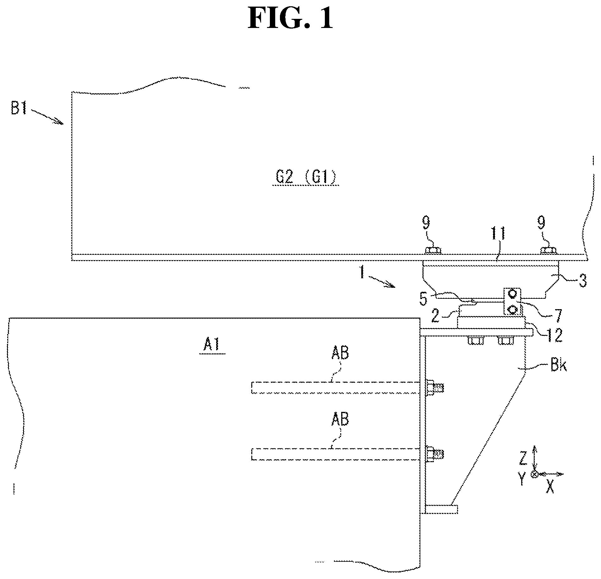 Patent US12448741 — Seismic reinforcement device for bridge — Figure 1
