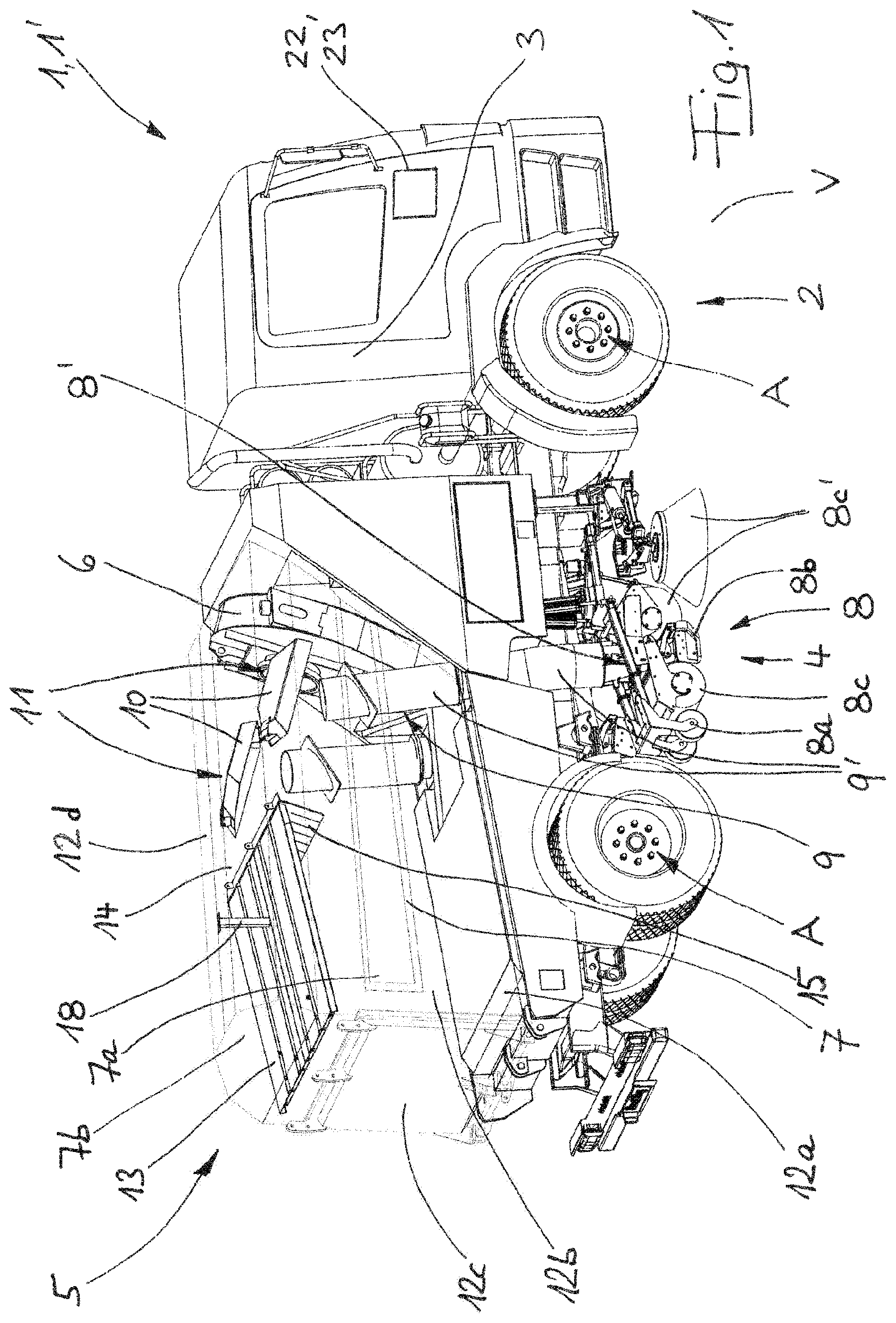 Patent US12448744 — Self-propelled sweeping machine — Figure 1