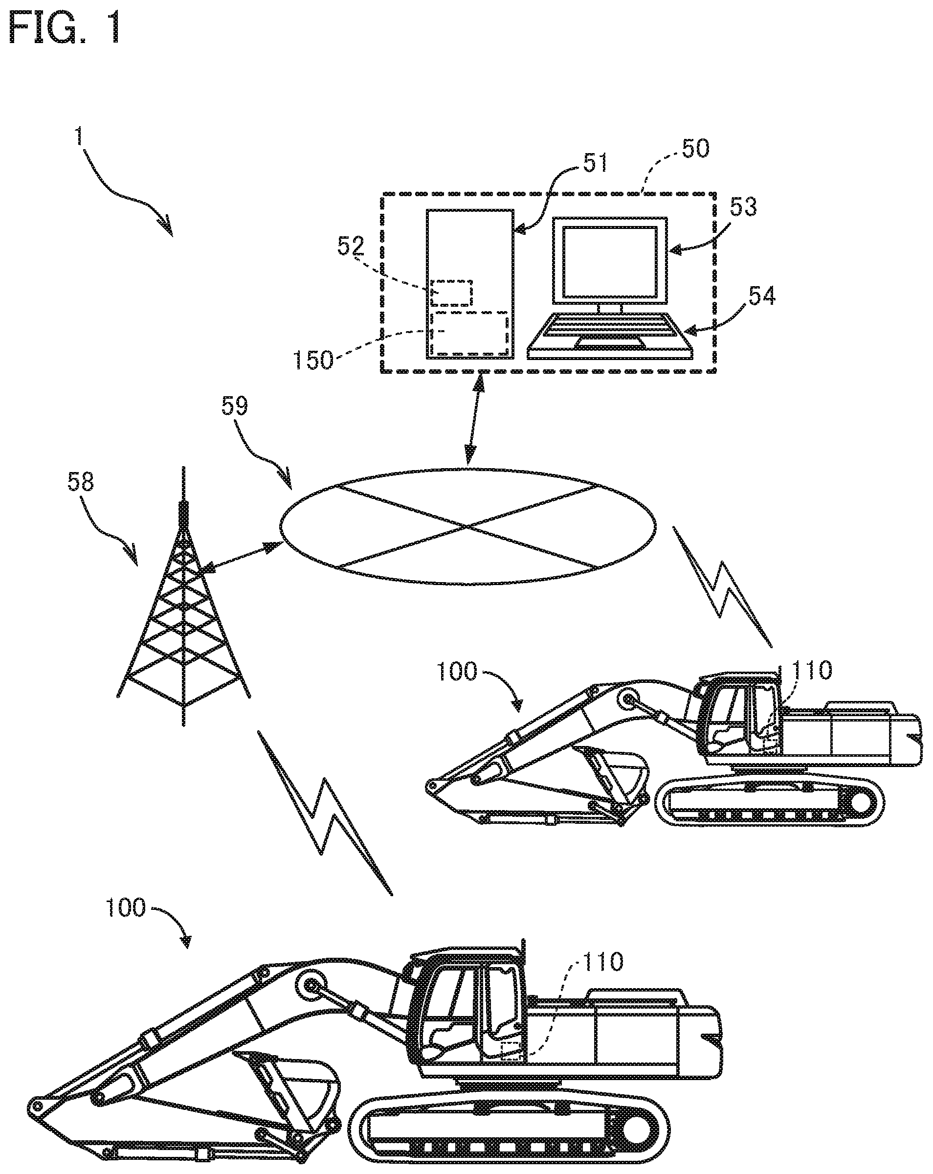 Patent US12448755 Figure 1 – Work machine management system