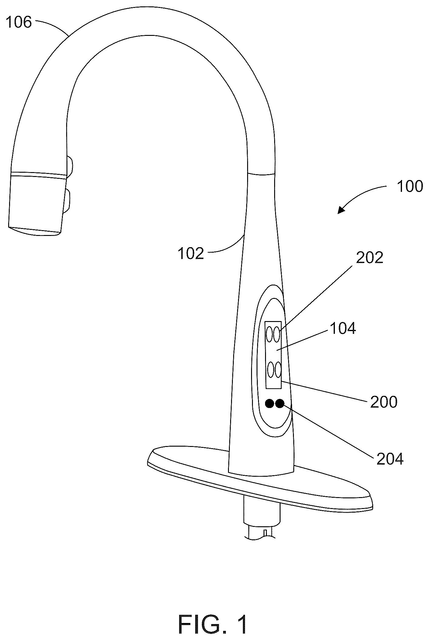 Patent US12448760 — Electronic faucet with motion control device — Figure 1