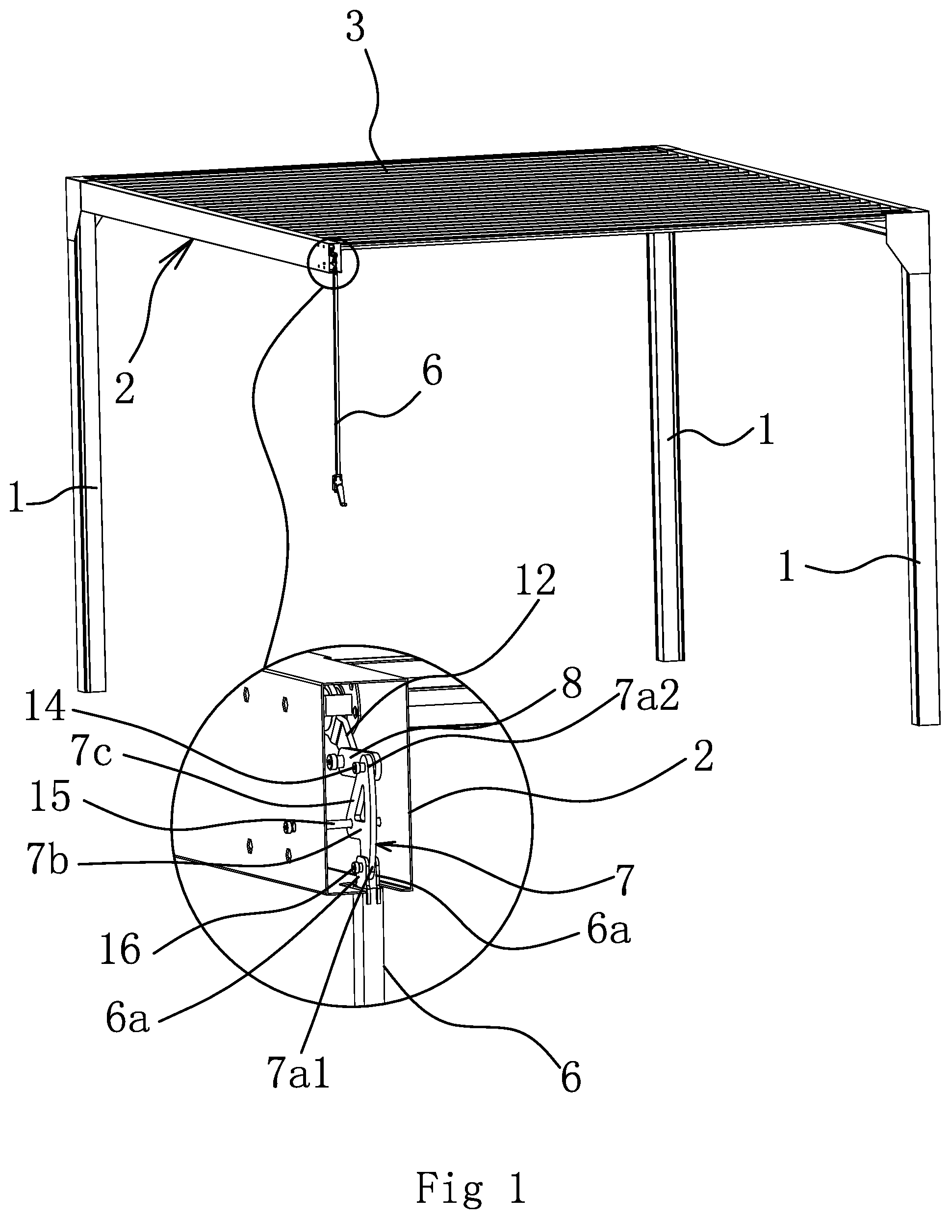 Patent US12448776 Figure 1 – Louvered canopy