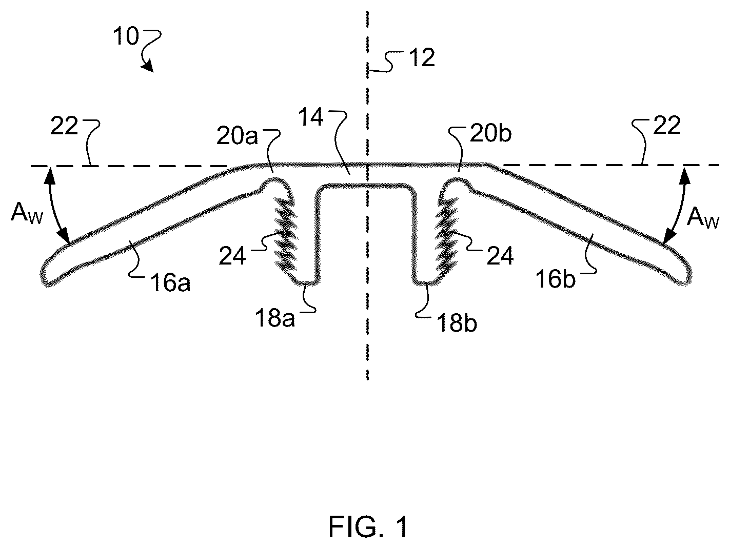 Patent US12448790 Figure 1 – Transition molding with flexible hinges