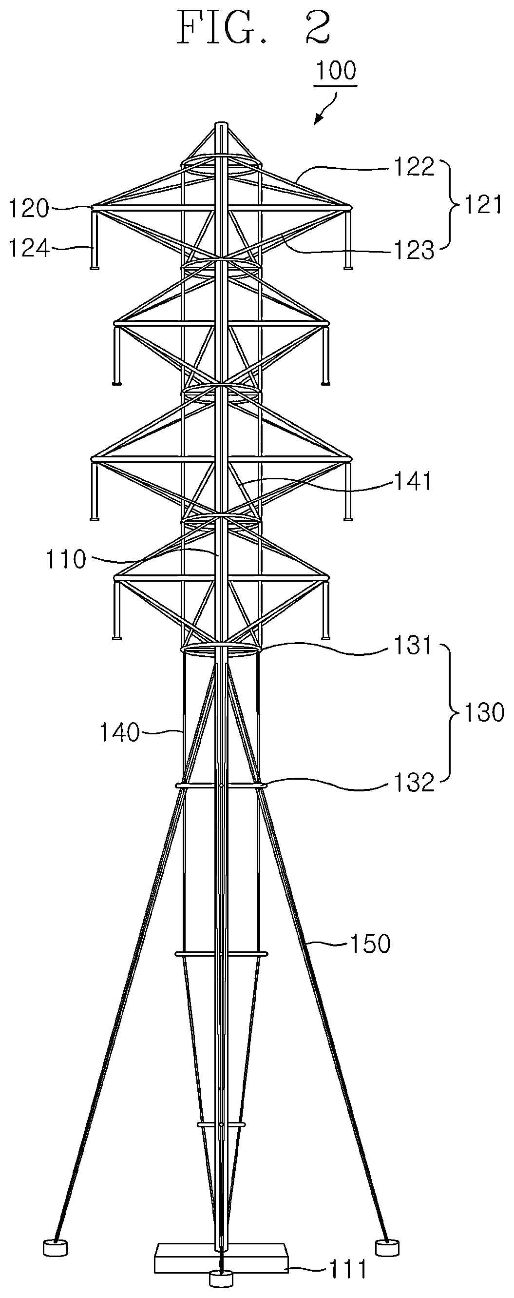 Patent US12448804 Figure 2 – Tensile transmission tower design