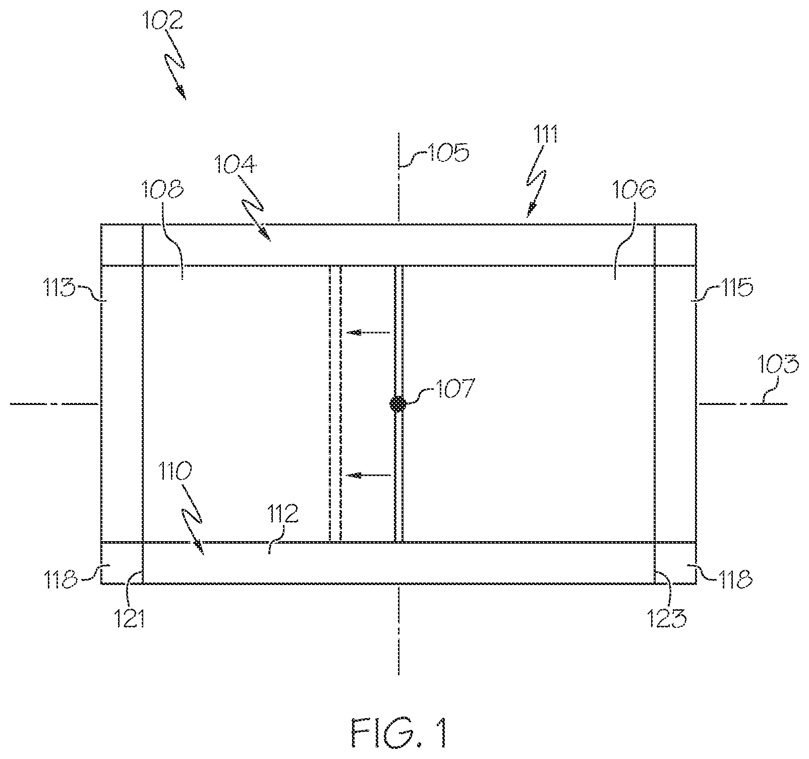 Patent US12448833 Figure 1 – Fenestration unit with sill arrangement fluid management system